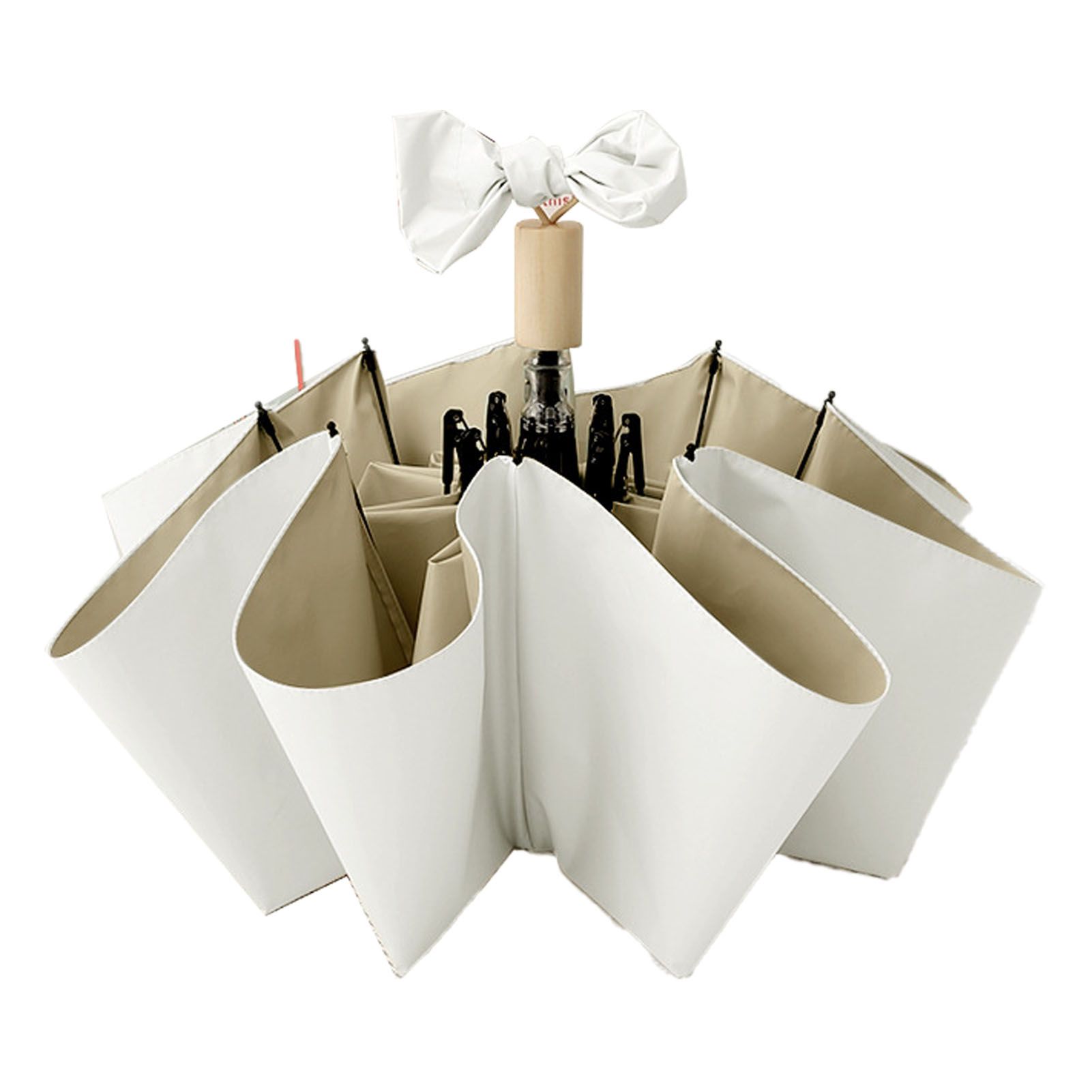 Travel Umbrella Ice Cream Color Sun Rain Proof UV Protection Foldable Portable Umbrella for Men Women White Brown - Image 1