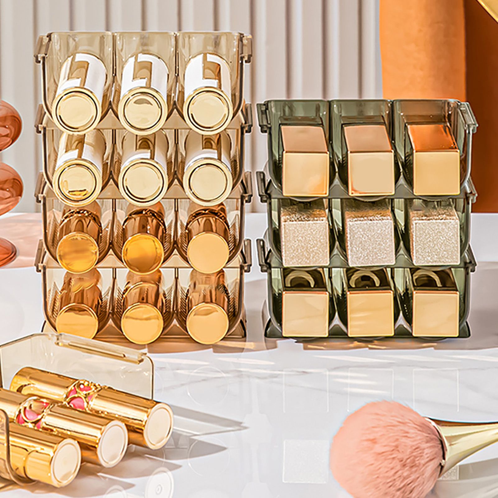 3pcs Lipstick Holder Transparent Storage Overlay Clear Lipstick Display Holder for Lip Gloss Transparent Orange - Image 2