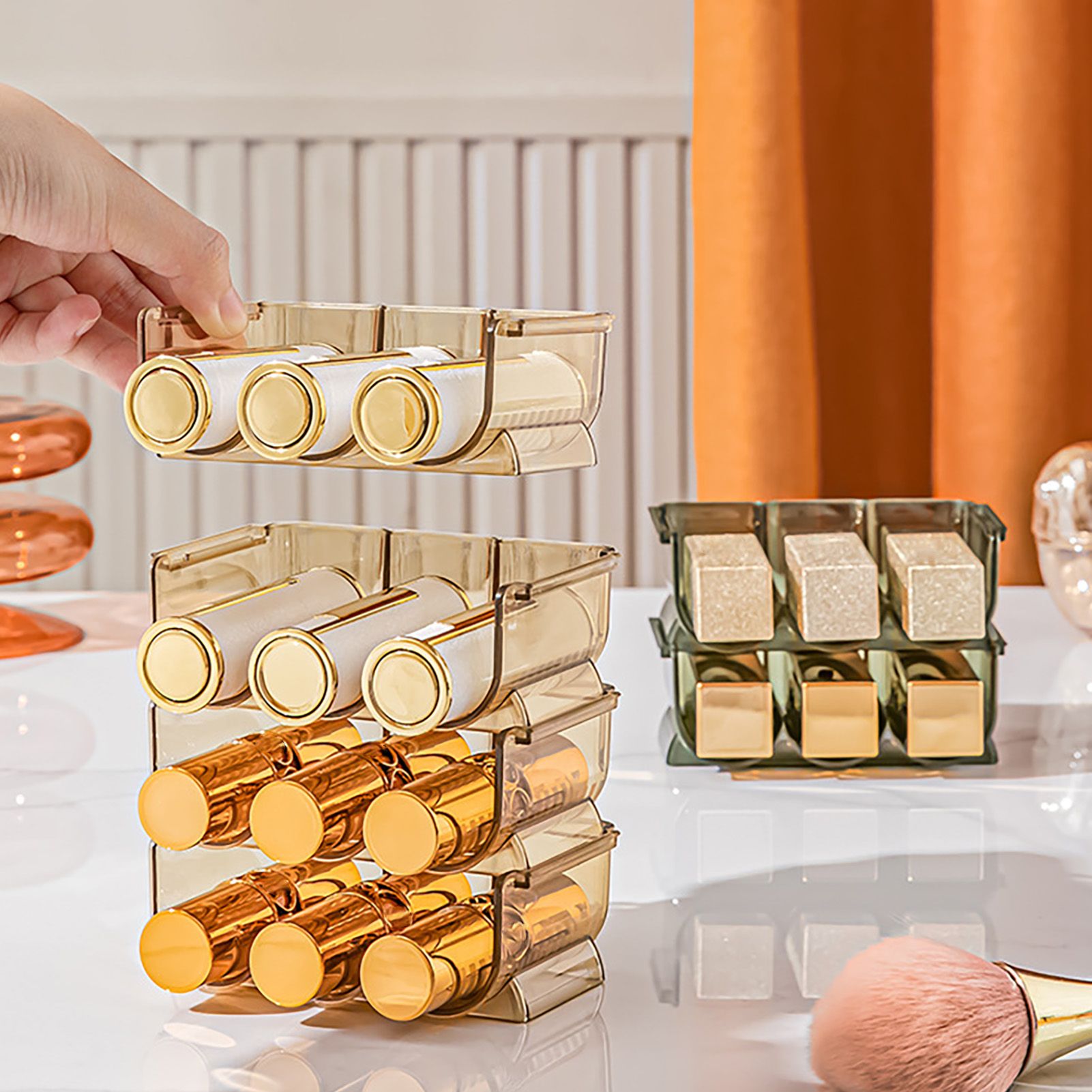 3pcs Lipstick Holder Transparent Storage Overlay Clear Lipstick Display Holder for Lip Gloss Transparent Green - Image 4