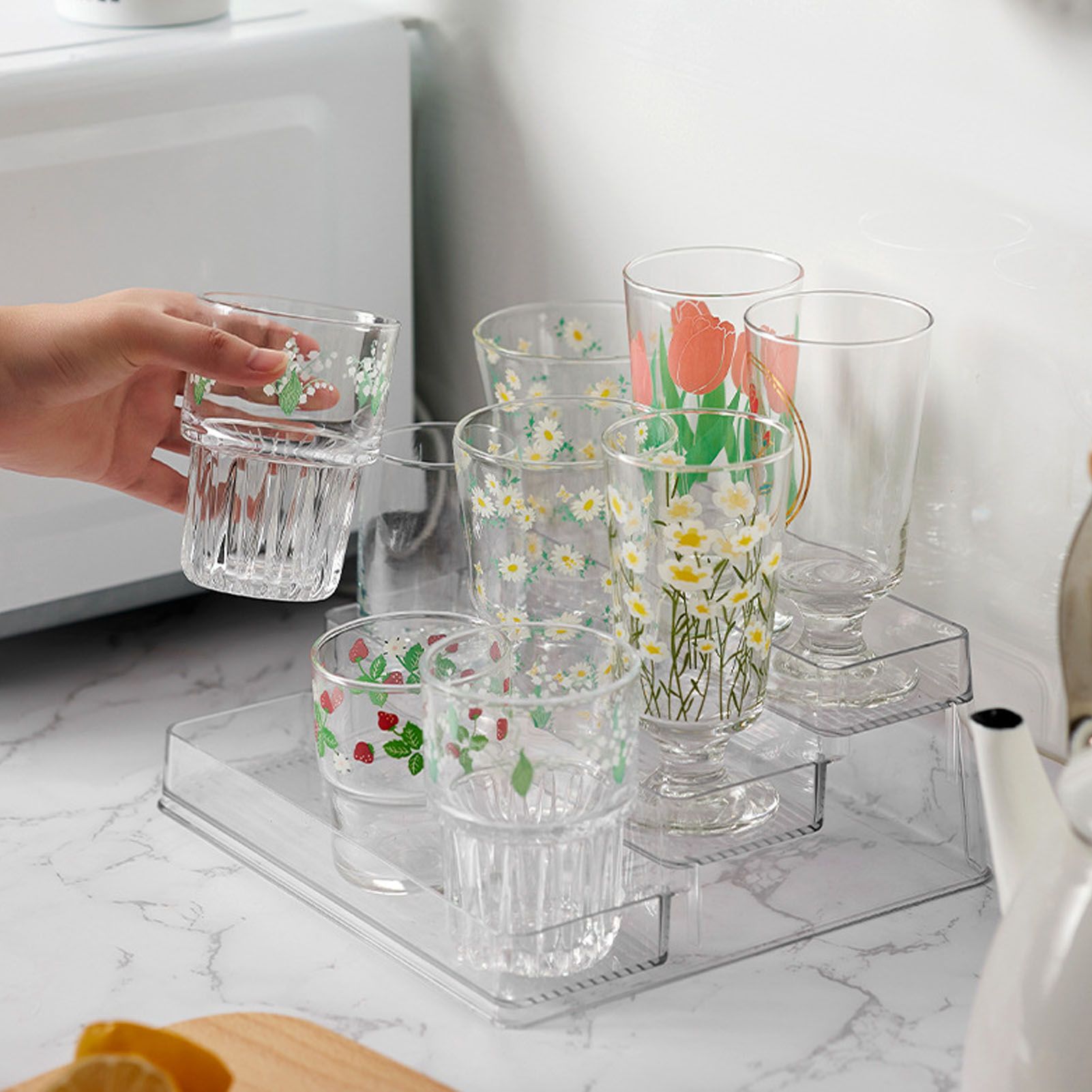 Clear Acrylic Display Riser Shelf 3 Tier Riser Display Stand Kitchen Bathroom Storage Rack - Image 6