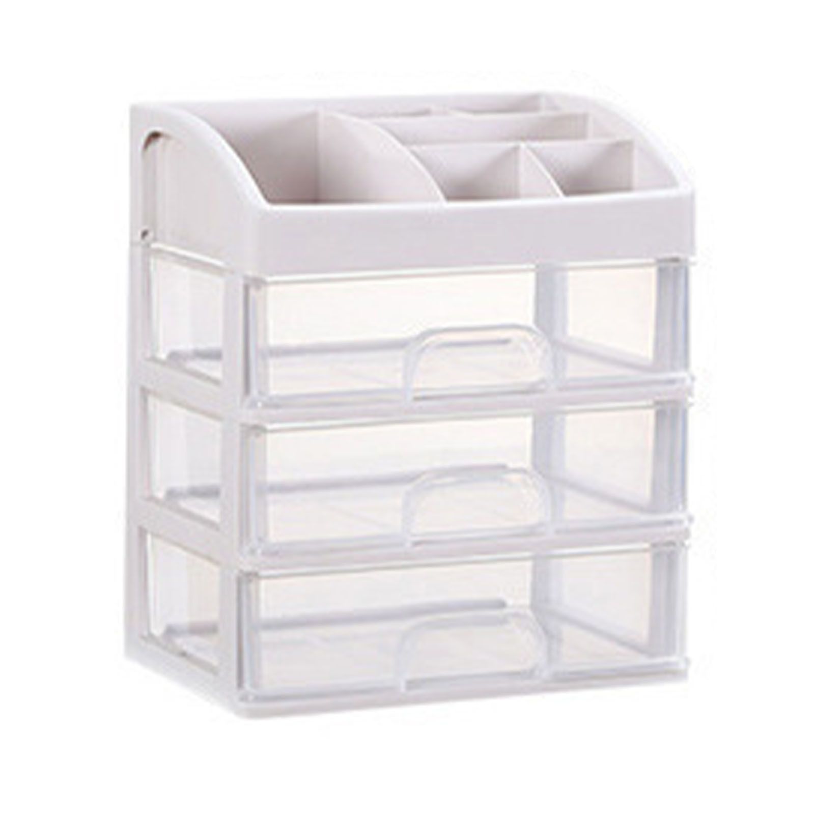 Desktop Organizer 3 Drawer Clear Plastic Desk Storage for Office Stationary Makeup Organizer Bathroom White - Image 4
