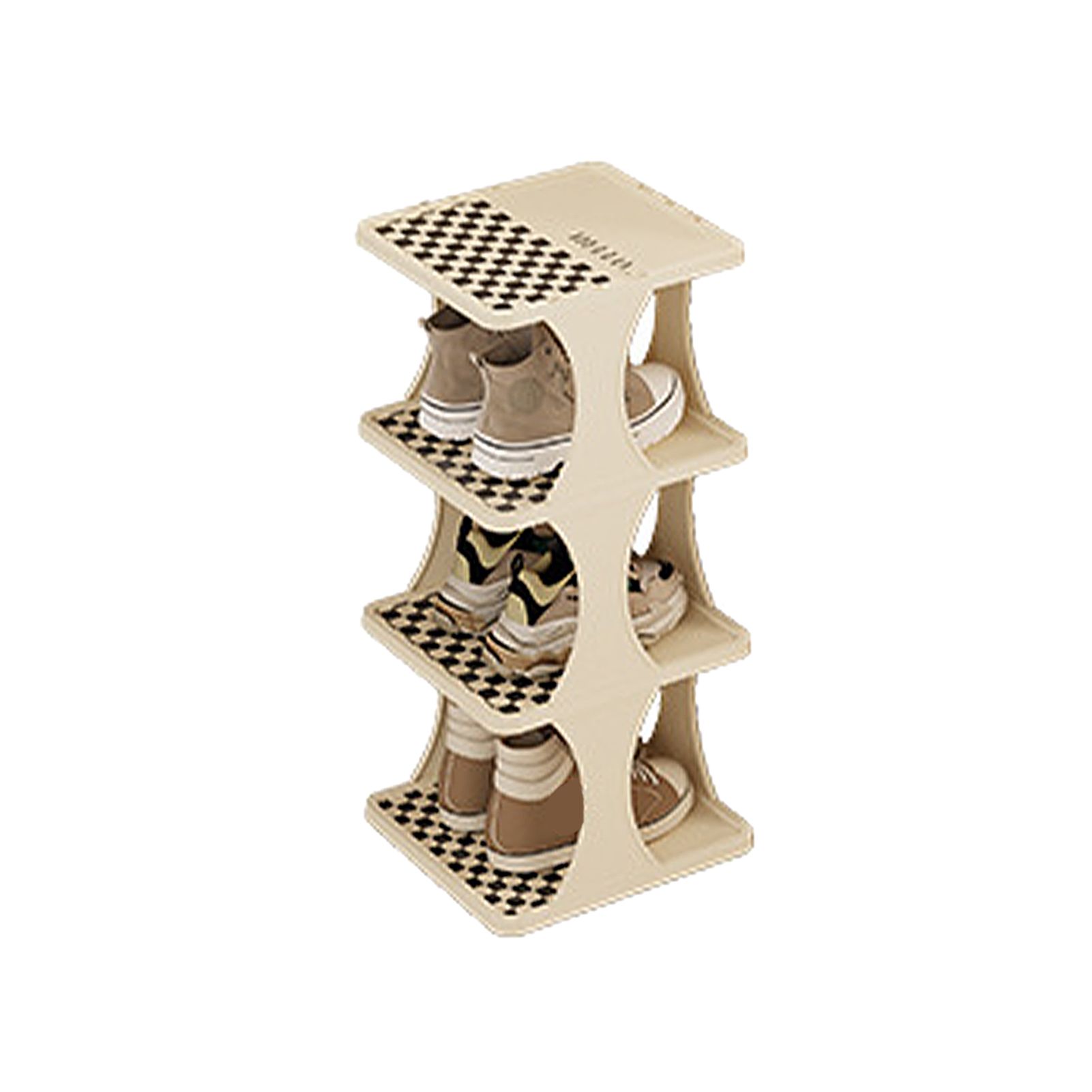 Shoe Rack Single Pairs Shoe Shelf Space Saving Shoe Orgainzer Tower for Home Door Bedroom 4 Layers - Image 1