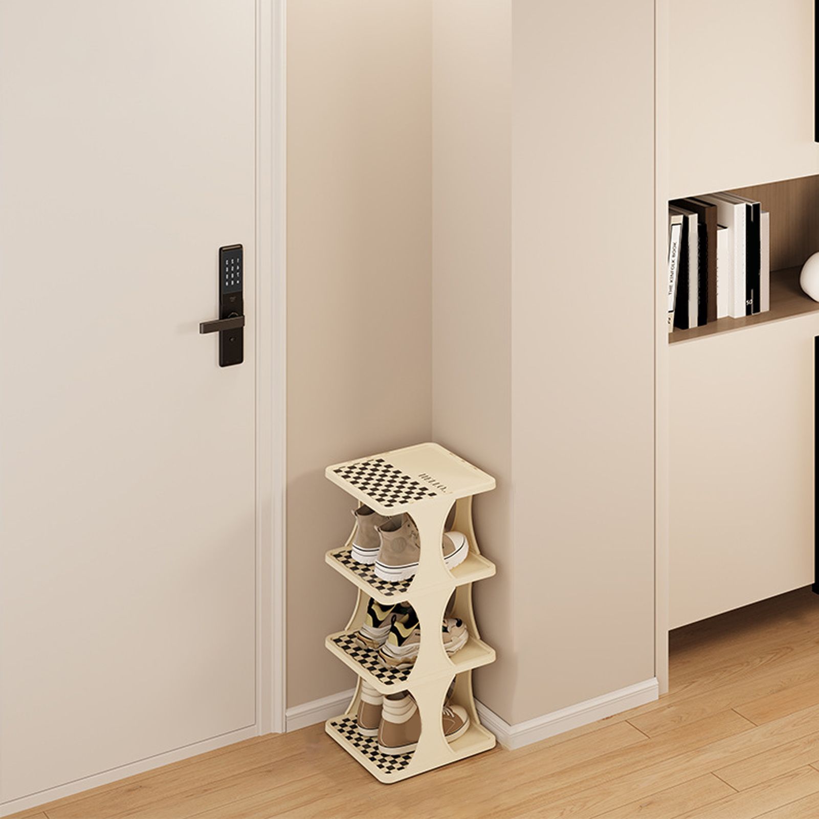 Shoe Rack Single Pairs Shoe Shelf Space Saving Shoe Orgainzer Tower for Home Door Bedroom 4 Layers - Image 5