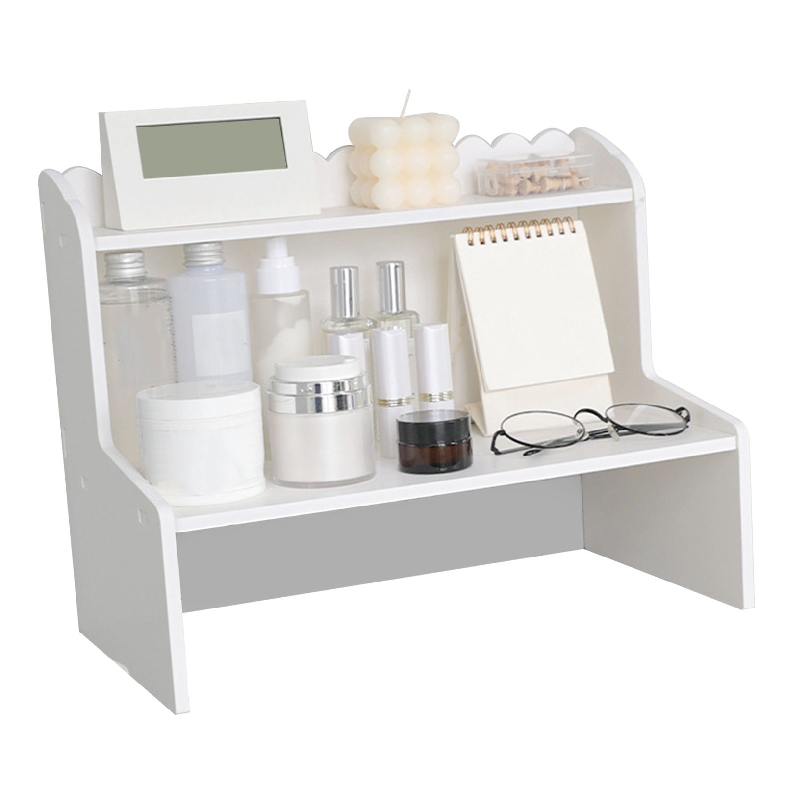 Desktop Wood Display Shelf Desk Multi Layer Storage Rack Mini Bookshelf Cosmetics Organizer S - Image 2