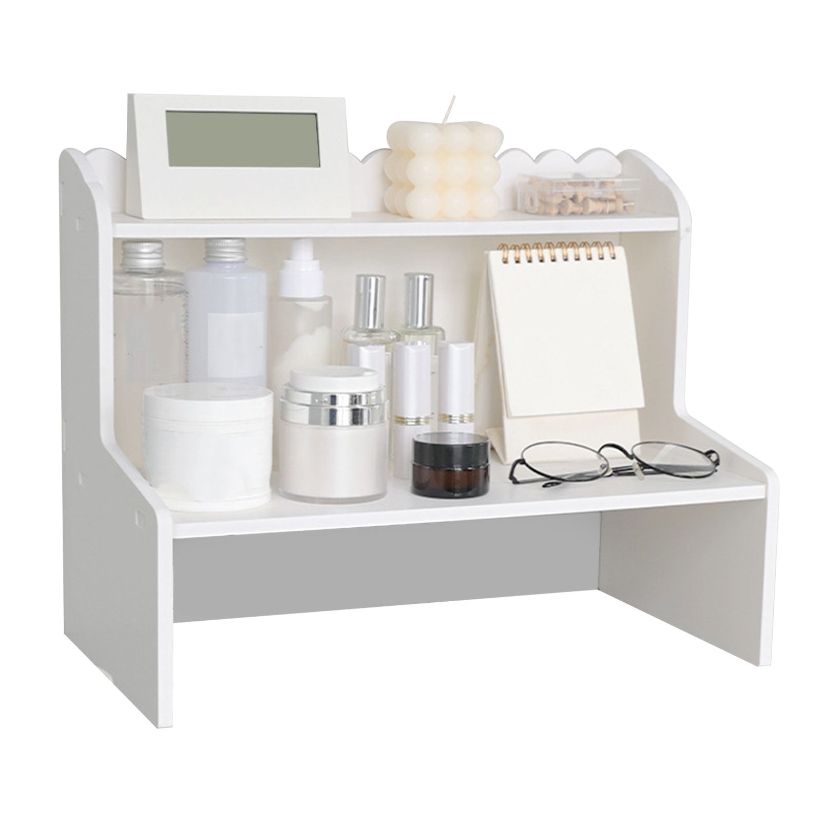Desktop Wood Display Shelf Desk Multi Layer Storage Rack Mini Bookshelf Cosmetics Organizer S - Image 3
