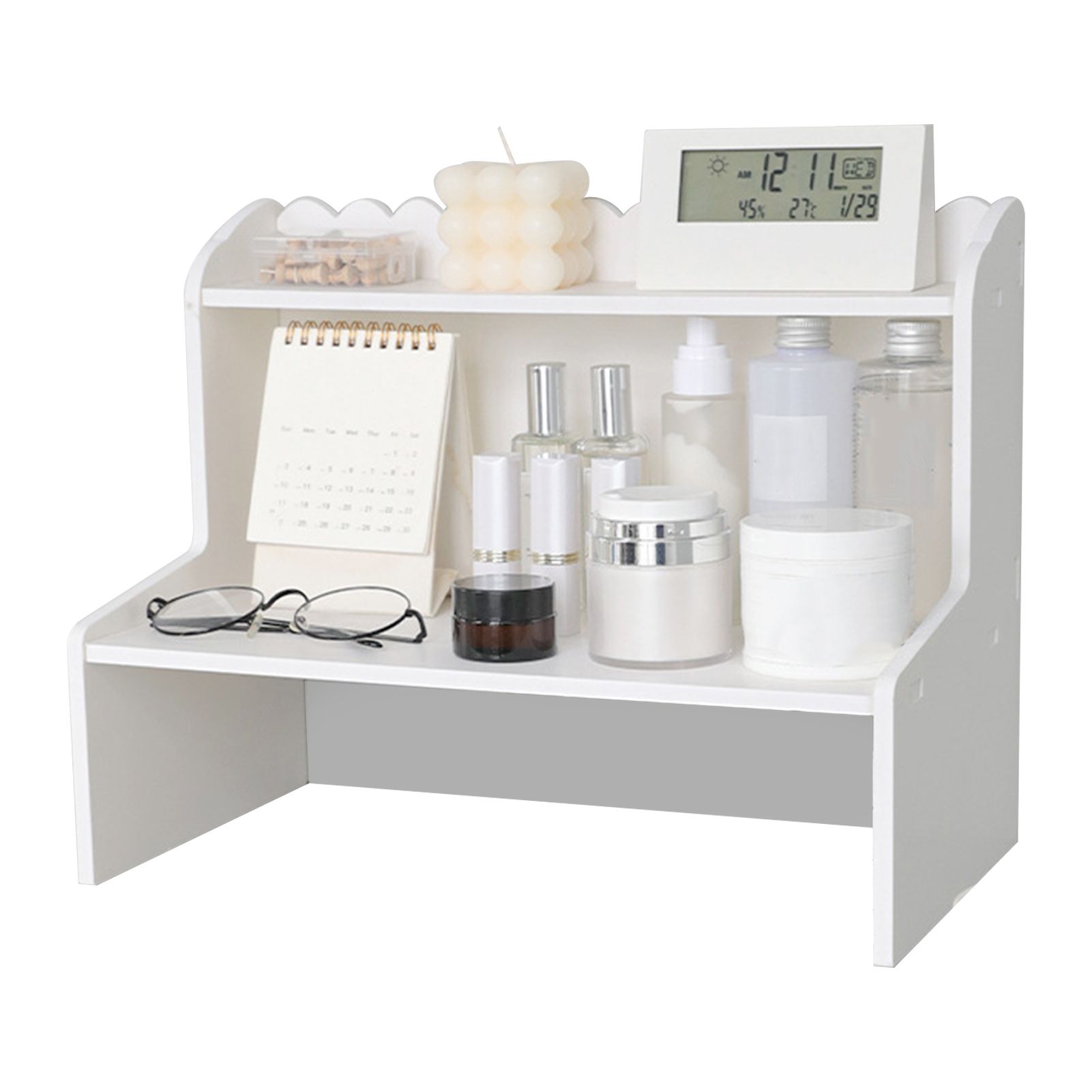Desktop Wood Display Shelf Desk Multi Layer Storage Rack Mini Bookshelf Cosmetics Organizer M - Image 1