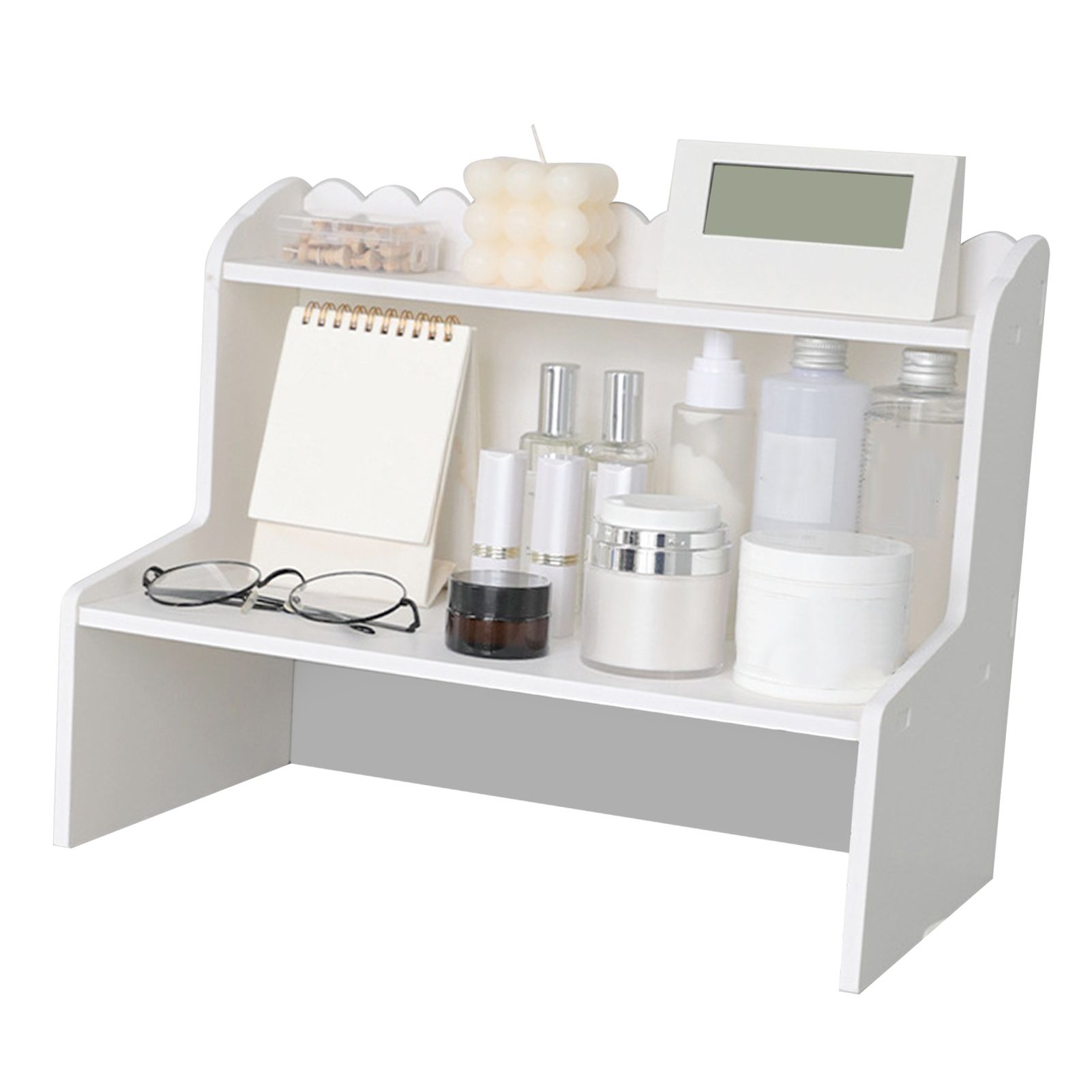 Desktop Wood Display Shelf Desk Multi Layer Storage Rack Mini Bookshelf Cosmetics Organizer L - Image 4
