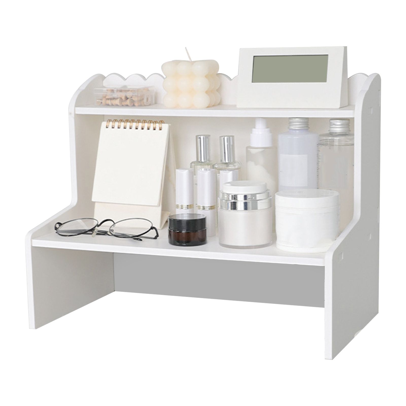 Desktop Wood Display Shelf Desk Multi Layer Storage Rack Mini Bookshelf Cosmetics Organizer L - Image 5