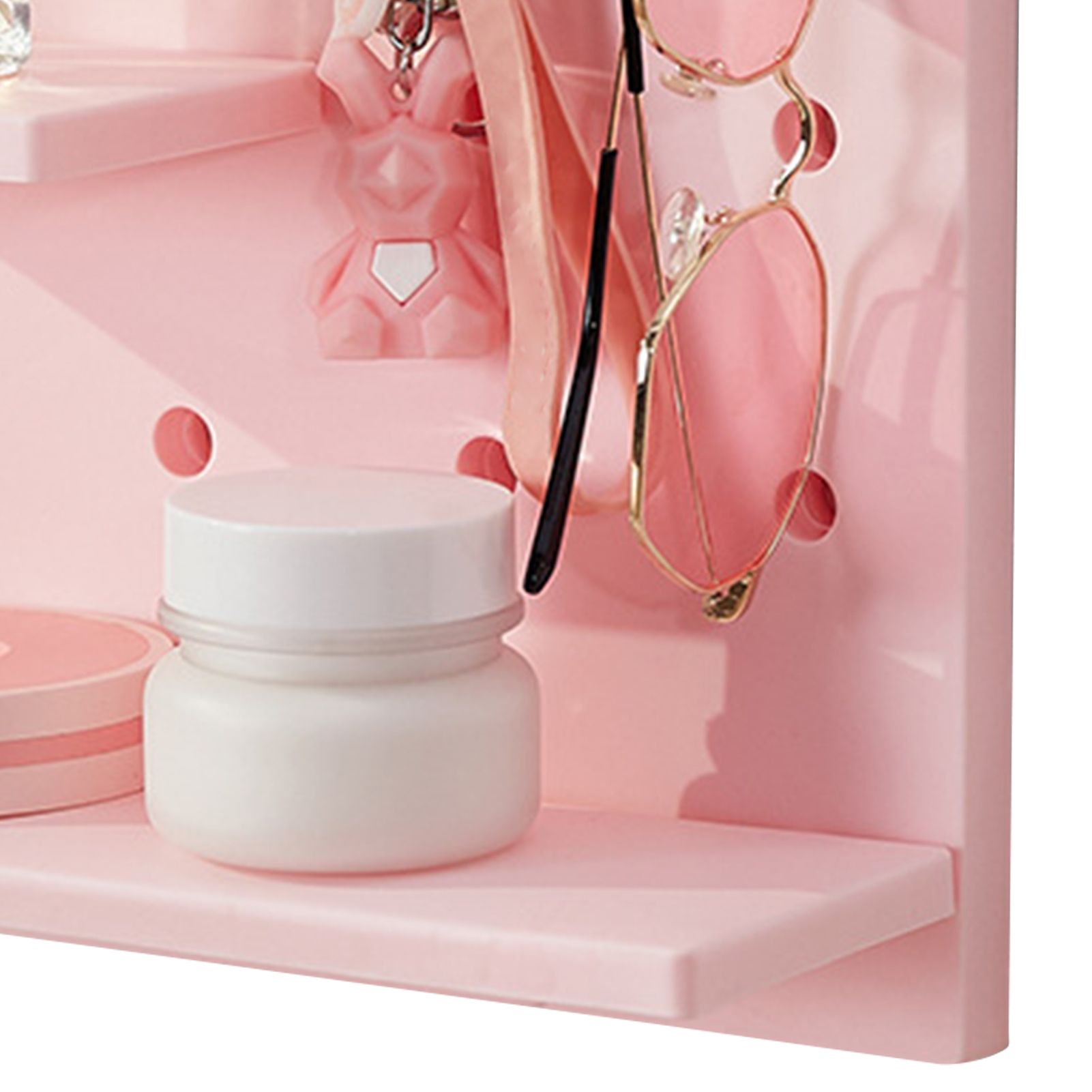 Pegboard Wall Organizer Shelves Punch Free Multifunctional Wall Pegboard Organizer for Doll Pink - Image 7