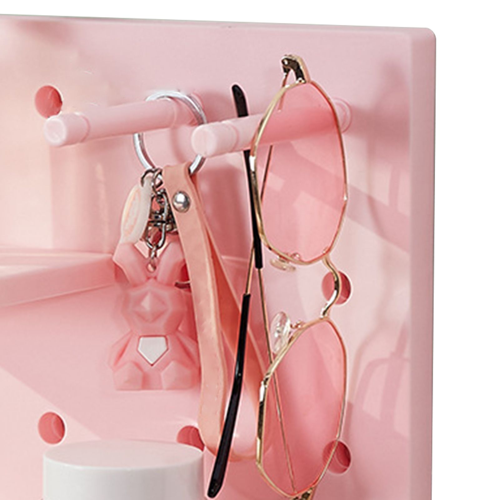 Pegboard Wall Organizer Shelves Punch Free Multifunctional Wall Pegboard Organizer for Doll Pink - Image 8