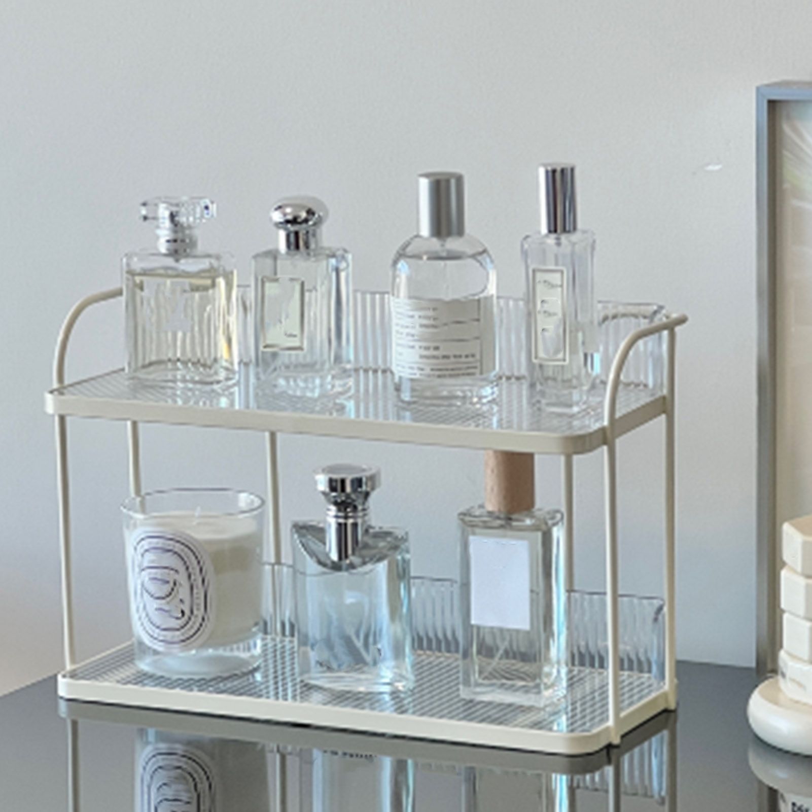 Transparent Double Layer Storage Rack Desktop Cosmetic Storage Rack Accessories Organizer for Bedroom - Image 5