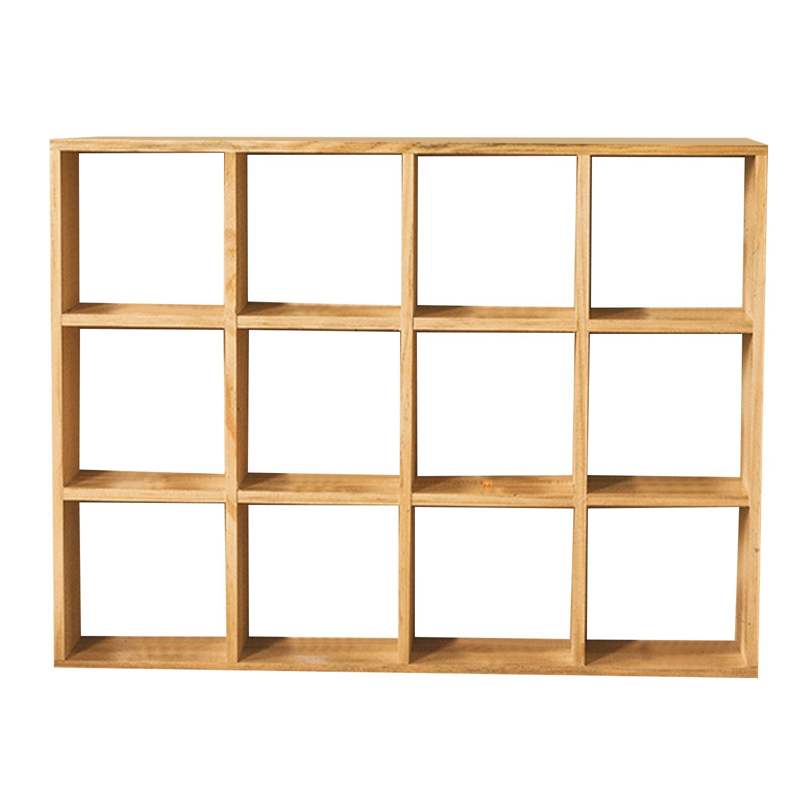 12 Grids Action Figure Wooden Storage Shelf Figure Wood Shadow Box Shelf Organizer for Bedroom Living Room Study Without Back Plate - Image 1