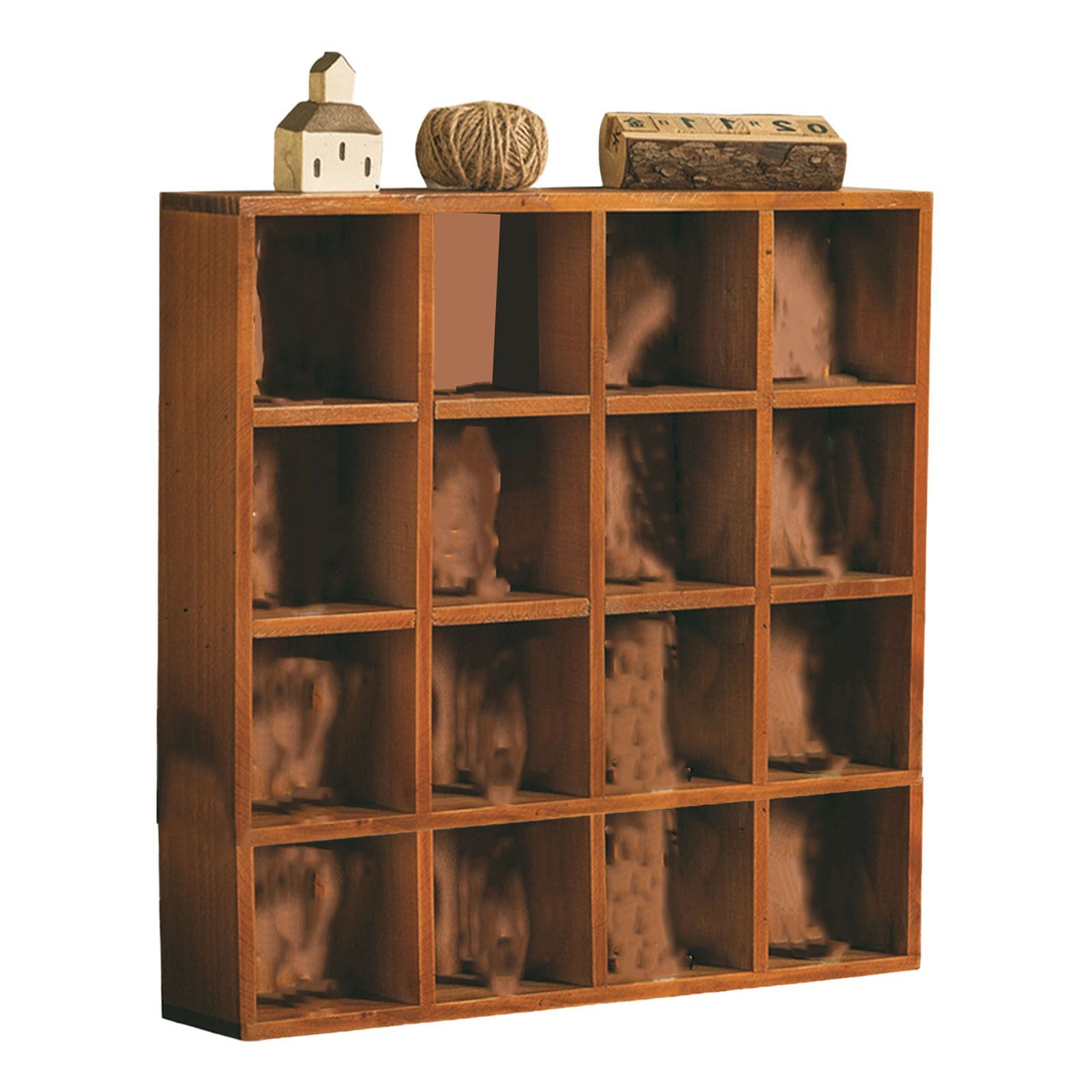 Wall Mounted Figures Display Shelves Rack Retro Wooden Figures Display Case for Home Bedroom 16 Grids - Image 3
