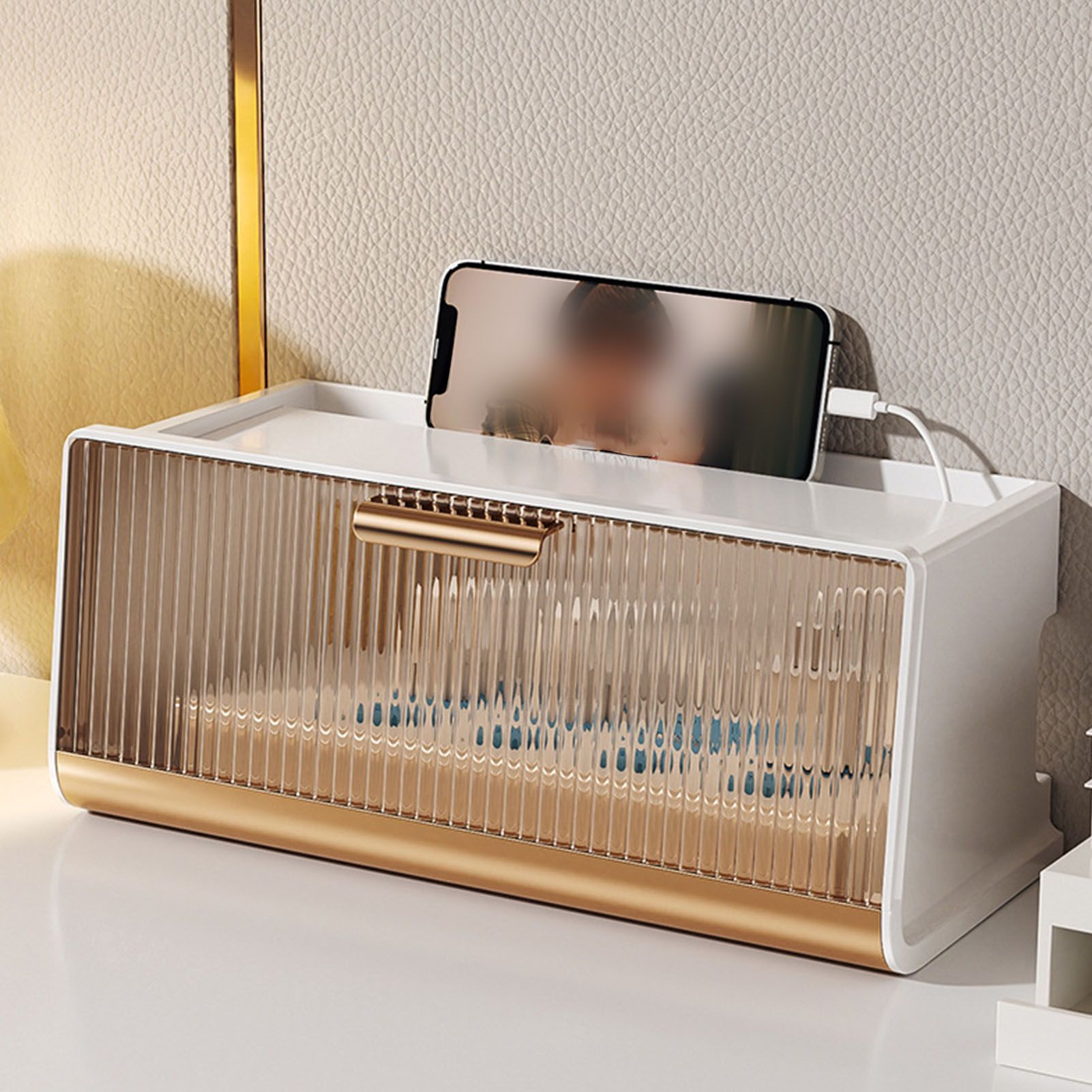 Wall Mounted WIFI Router Storage Box Great Capacity Power Strip Power Socket Cable Storage Case for Home Beige Middle Size 30x13.5x12.5cm/11.8x5.3x4.9in - Image 6