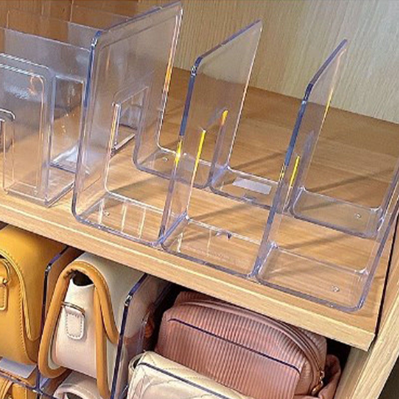 Handbag Organizer Household Transparent Bag Storage Rack Bed Room PC Mini Purse Shelf 4 Section - Image 5