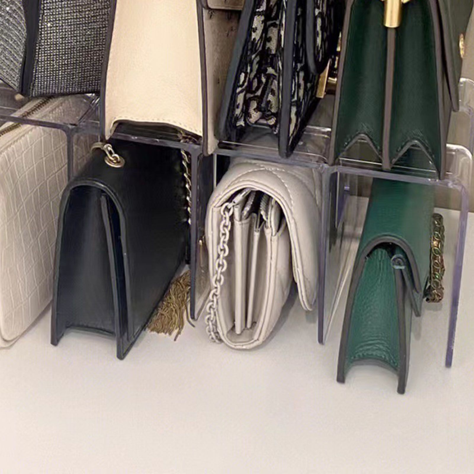 Handbag Organizer Household Transparent Bag Storage Rack Bed Room PC Mini Purse Shelf 4 Section - Image 7