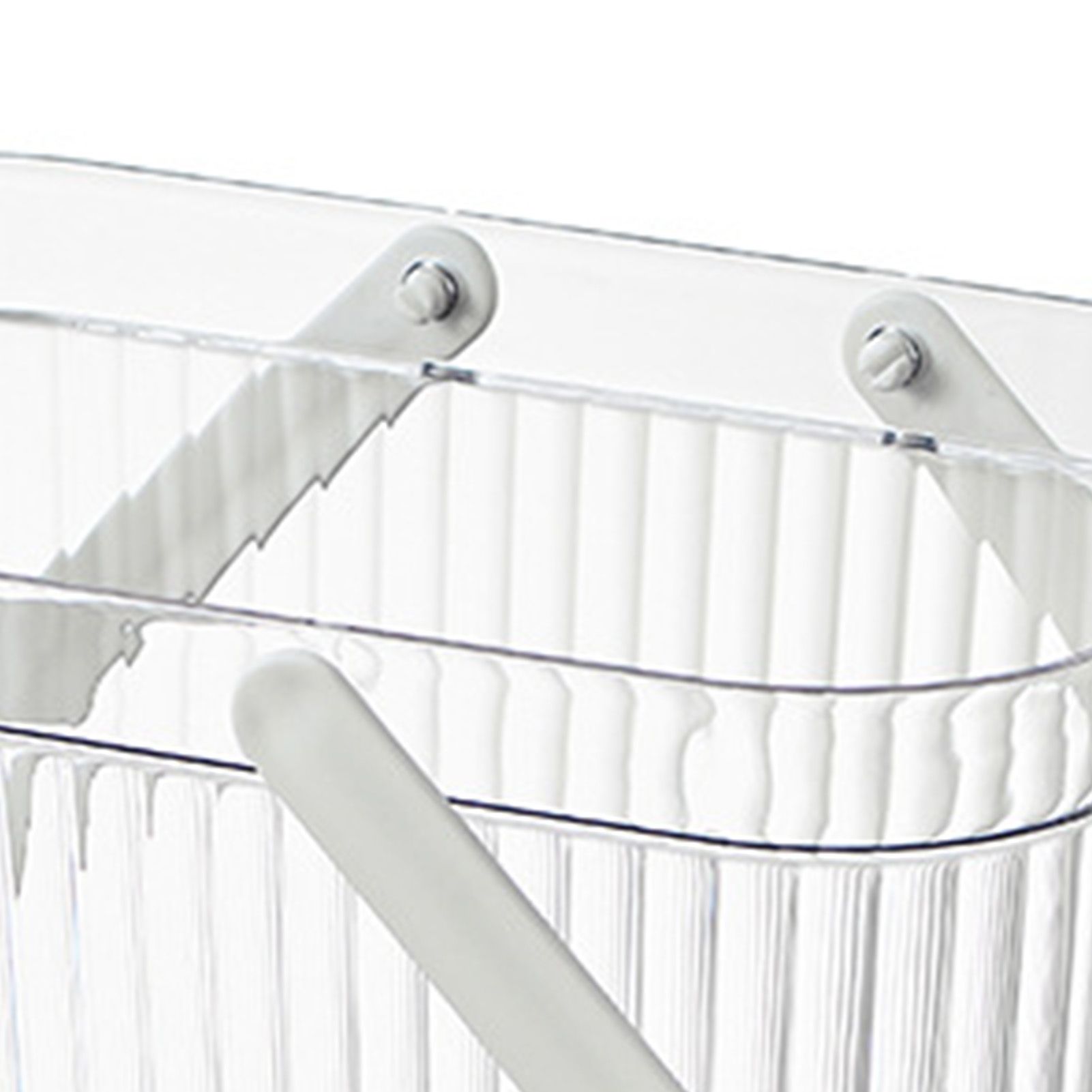 Bath Organizer Basket Stylish Clear Stripe Large Capacity Shower Storage Organizer with Handle for Bathroom White - Image 7