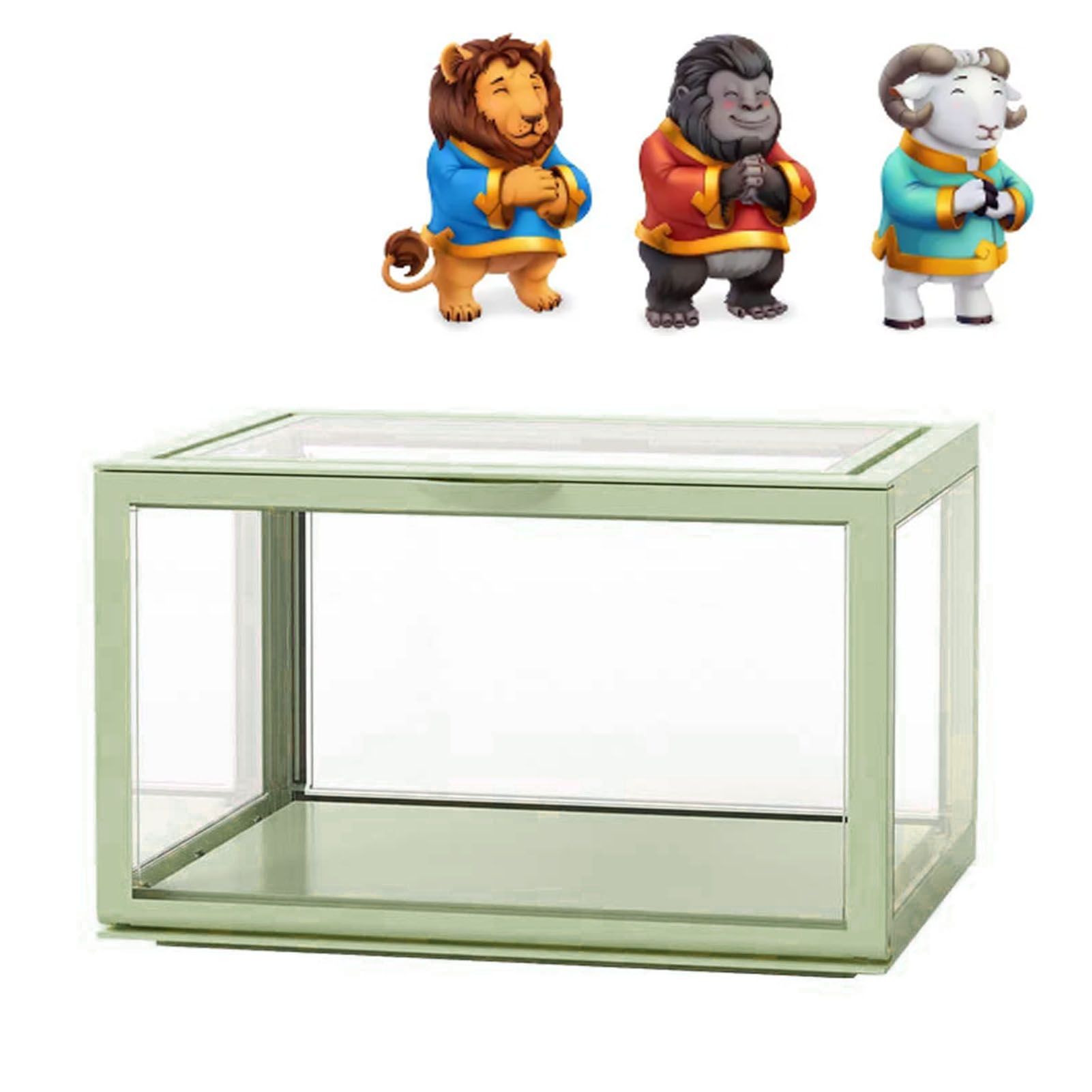 Figure Organizer Desktop Doll Acrylic Display Cabinet High Transparency Sealed Dustproof Show Case Light Green - Image 5