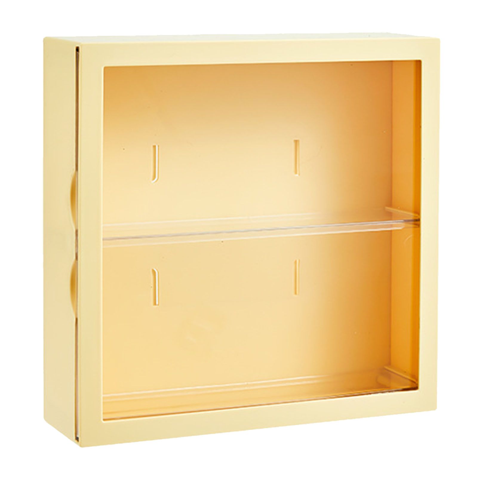 Wall Mounted Showcase Blind Box Figures Display Case Handicraft Storage Display Rack Dust Proof Doll Toy Storage Box Creamy Yellow - Image 1