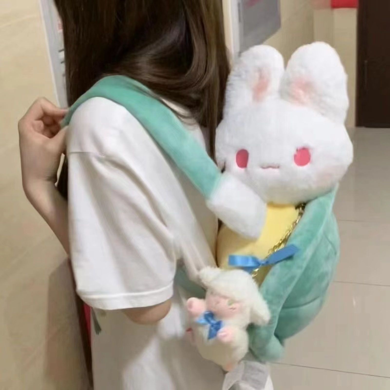 Rabbit Turtle Plush Backpack PP Cotton Short Plush Cartoon Perfect Detail Animal Cartoon Backpack for Girls - Image 6