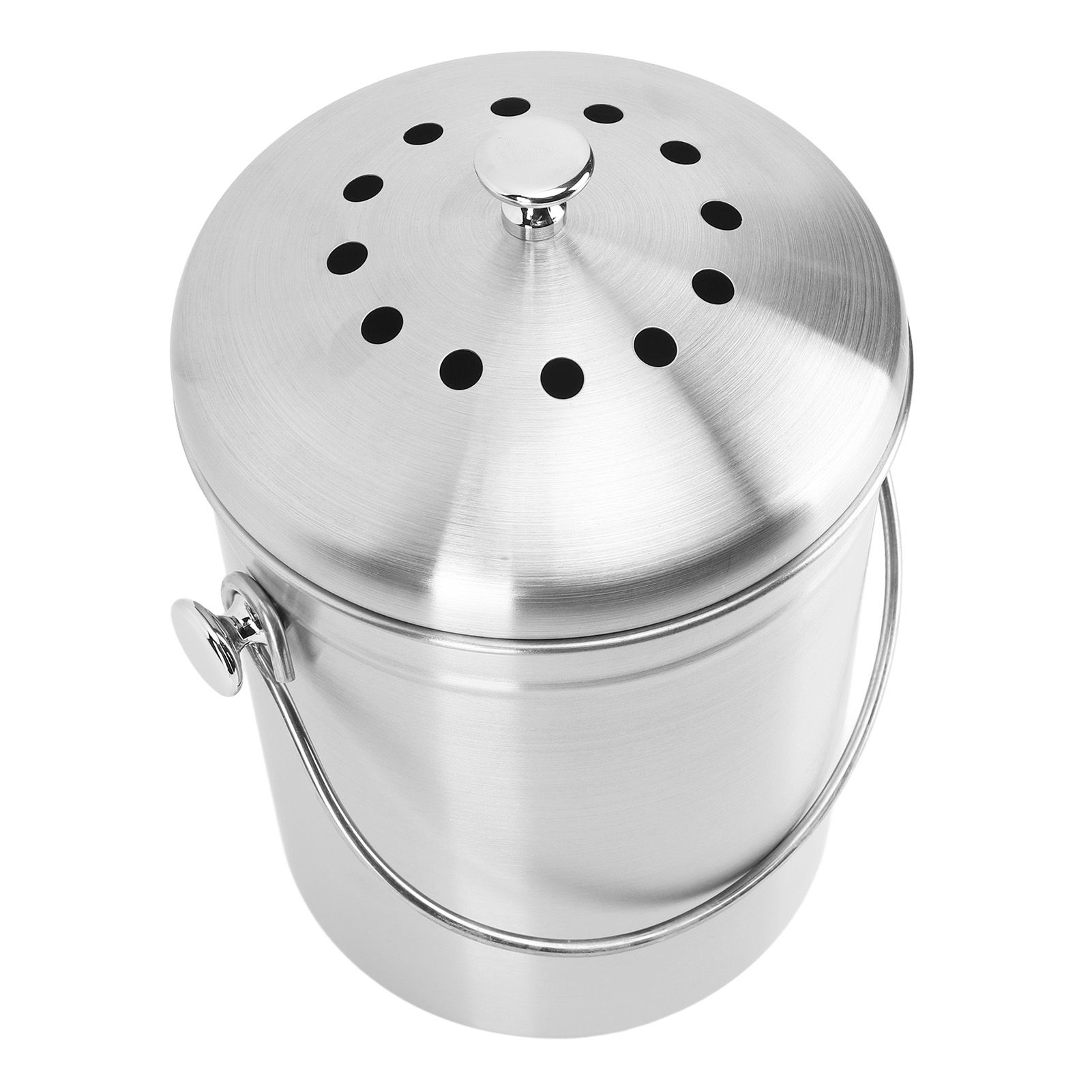 Countertop Compost Bin Round Stainless Steel Remove Odors Composting Bin with Carbon Filters for Kitchen Countertop - Image 6
