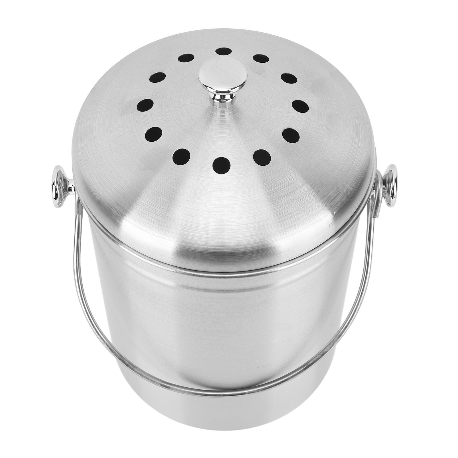 Countertop Compost Bin Round Stainless Steel Remove Odors Composting Bin with Carbon Filters for Kitchen Countertop - Image 7