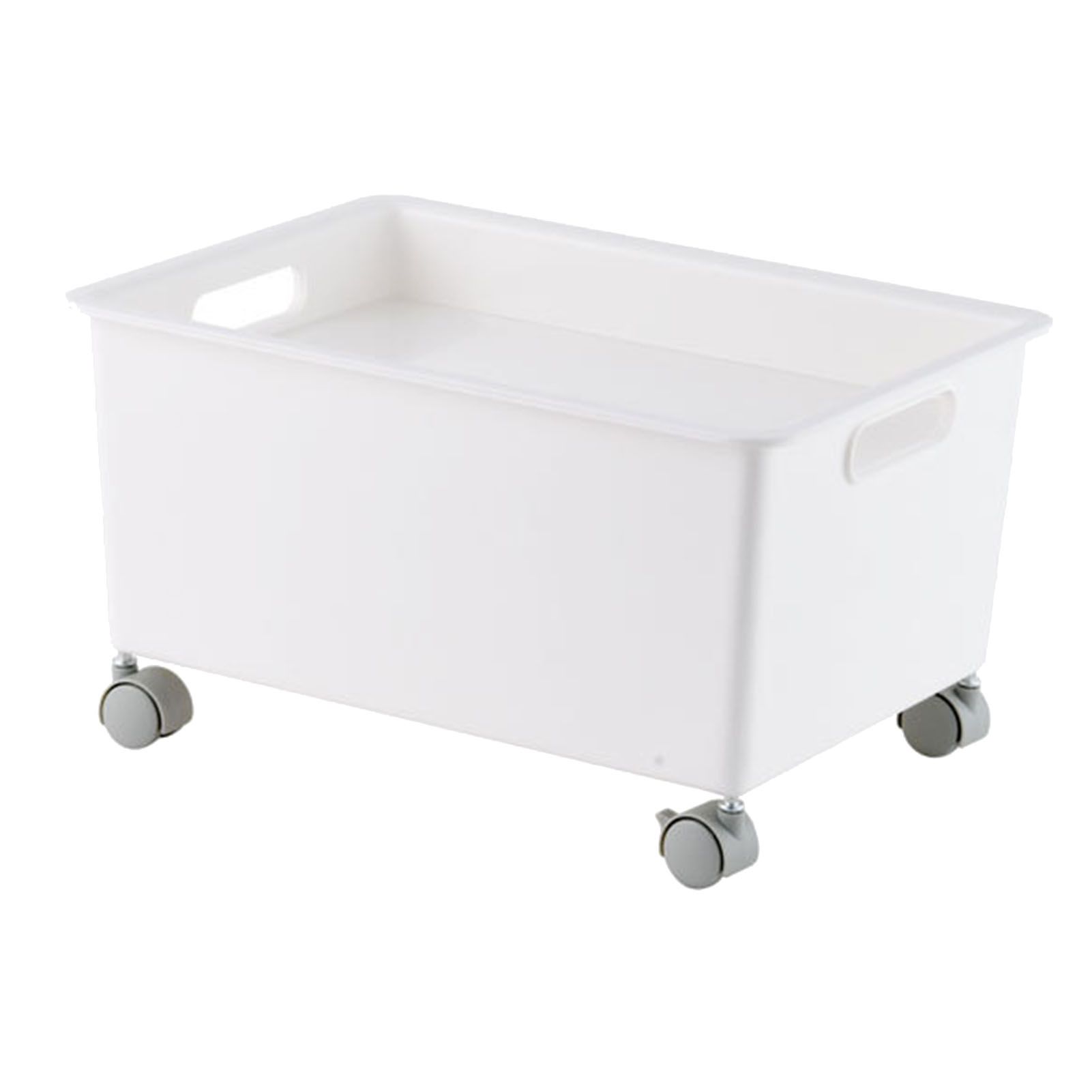 Storage Basket Roller Basket Premium PP Sturdy Portable Movable Easy Storage Large Capacity Organizer Box for Books Clothes Shoes White - Image 1