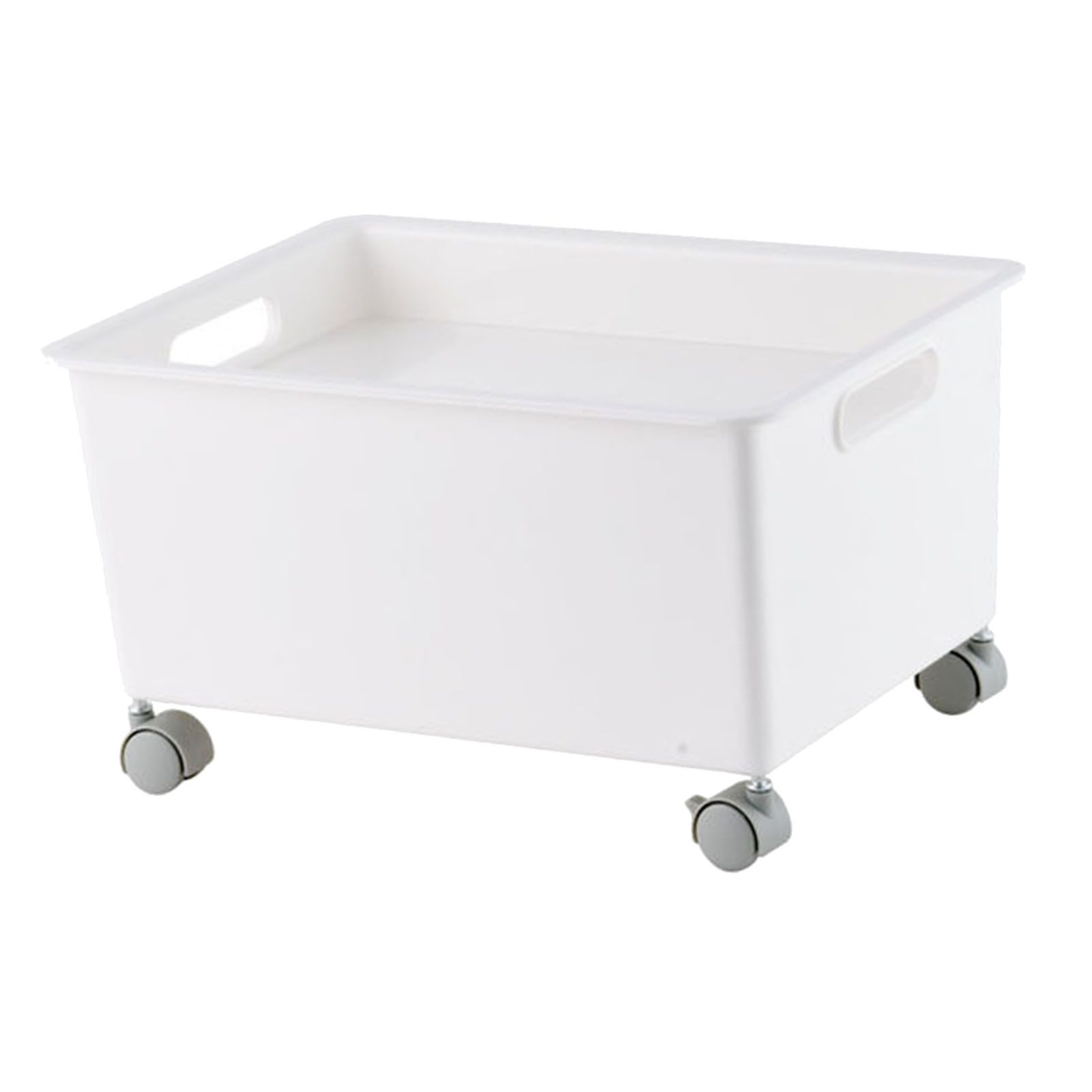 Storage Basket Roller Basket Premium PP Sturdy Portable Movable Easy Storage Large Capacity Organizer Box for Books Clothes Shoes White - Image 2