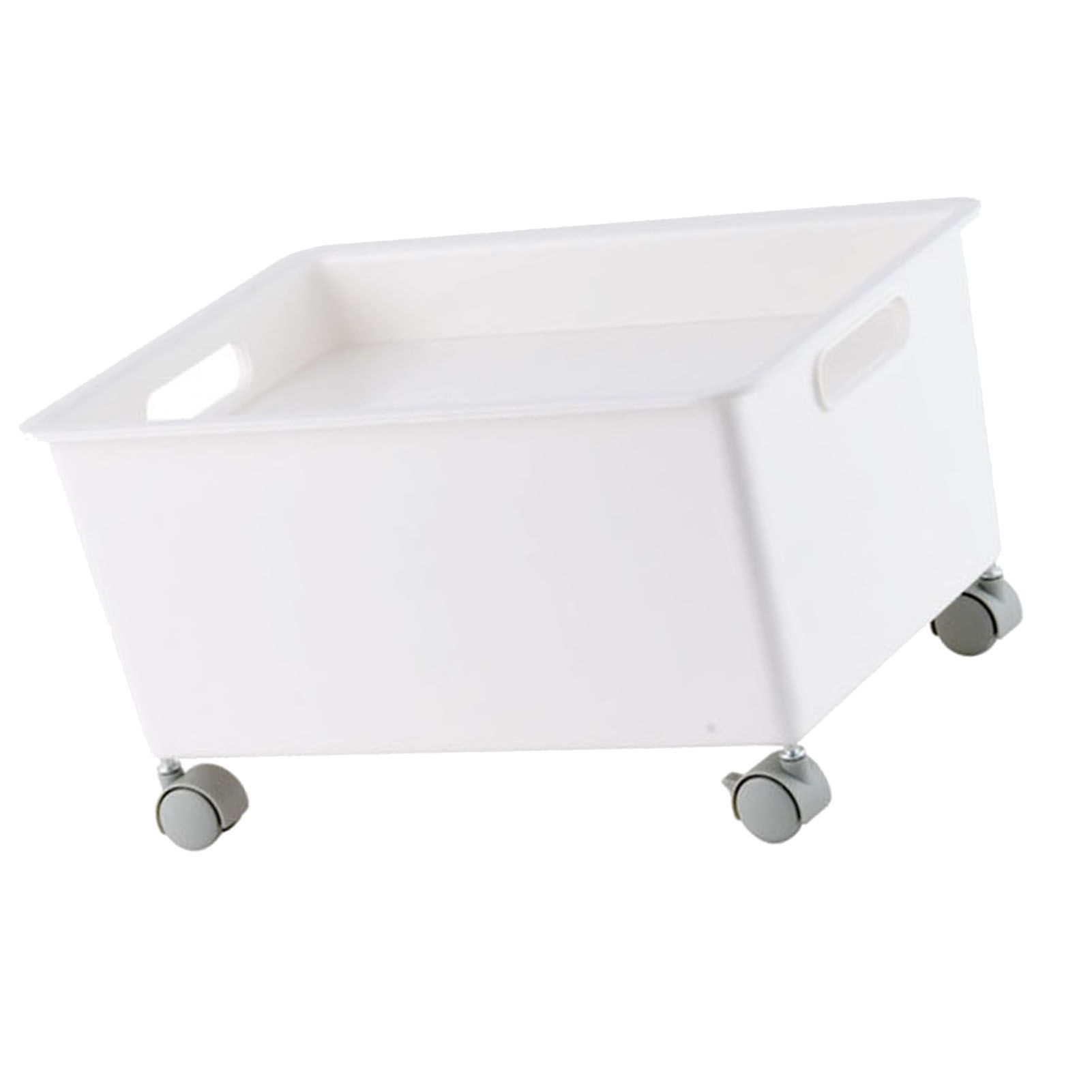 Storage Basket Roller Basket Premium PP Sturdy Portable Movable Easy Storage Large Capacity Organizer Box for Books Clothes Shoes White - Image 3