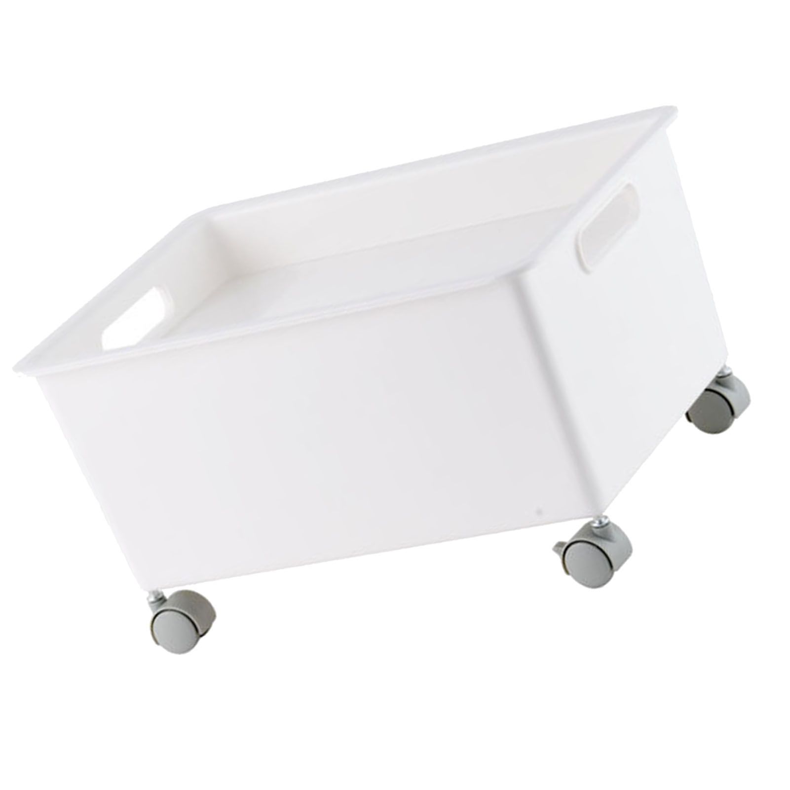 Storage Basket Roller Basket Premium PP Sturdy Portable Movable Easy Storage Large Capacity Organizer Box for Books Clothes Shoes White - Image 4