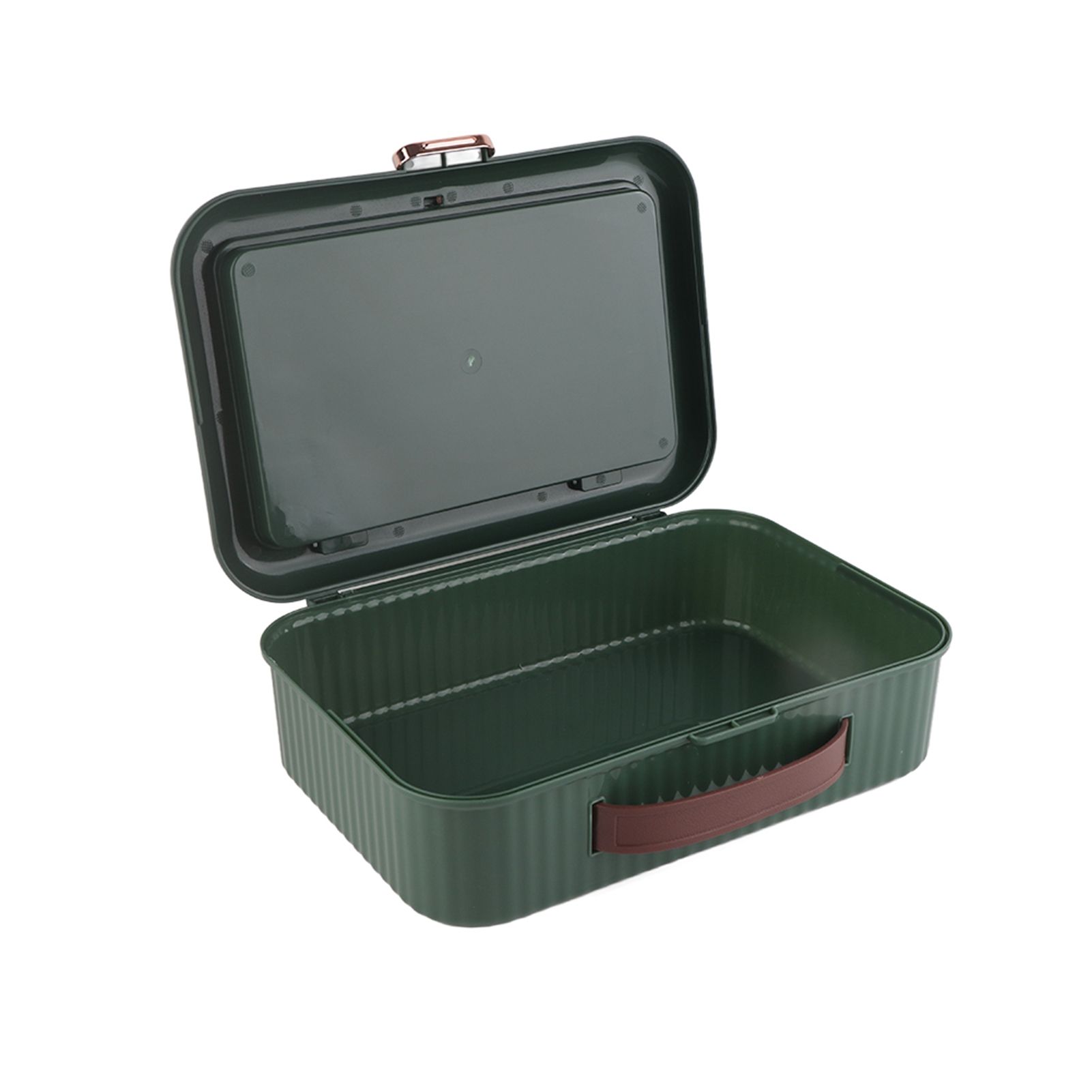 Multifunctional Document Storage Box Large Capacity Two Layer Liner Home Certificate Organizer Blackish Green - Image 1