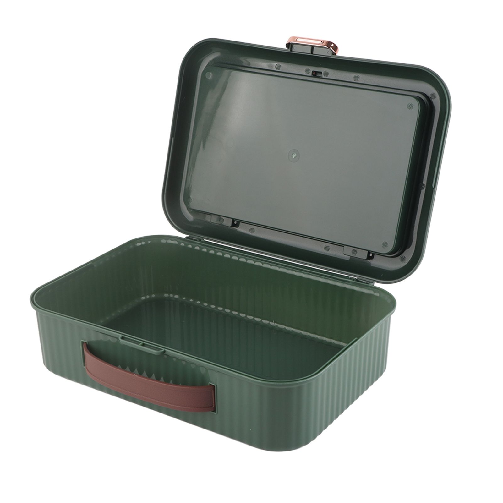 Multifunctional Document Storage Box Large Capacity Two Layer Liner Home Certificate Organizer Blackish Green - Image 2