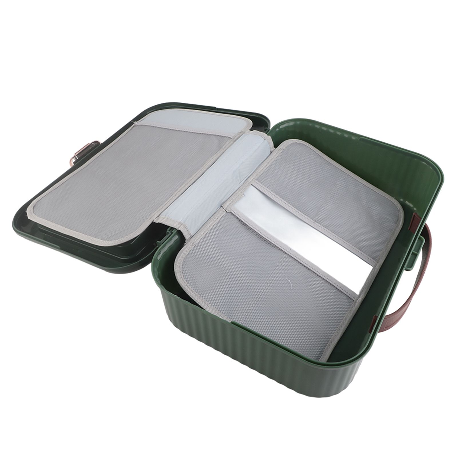 Multifunctional Document Storage Box Large Capacity Two Layer Liner Home Certificate Organizer Blackish Green - Image 5
