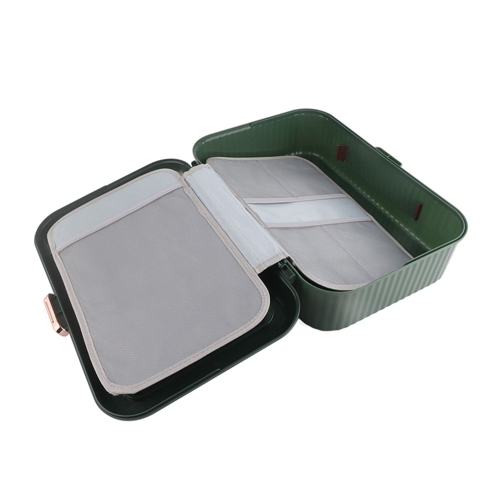 Multifunctional Document Storage Box Large Capacity Two Layer Liner Home Certificate Organizer Blackish Green - Image 6
