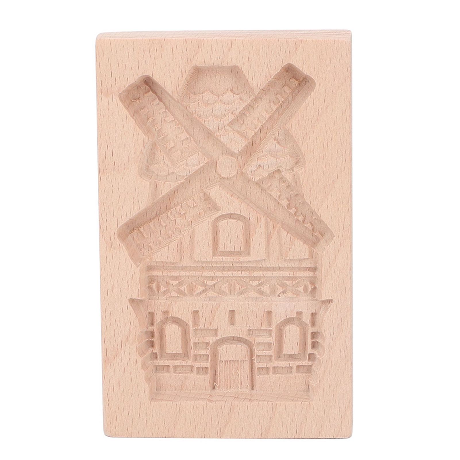 Wooden Cookie Mould Beechwood Reusable Washable Biscuit Press Stamp Mold for Kitchen Baking Windmill - Image 1