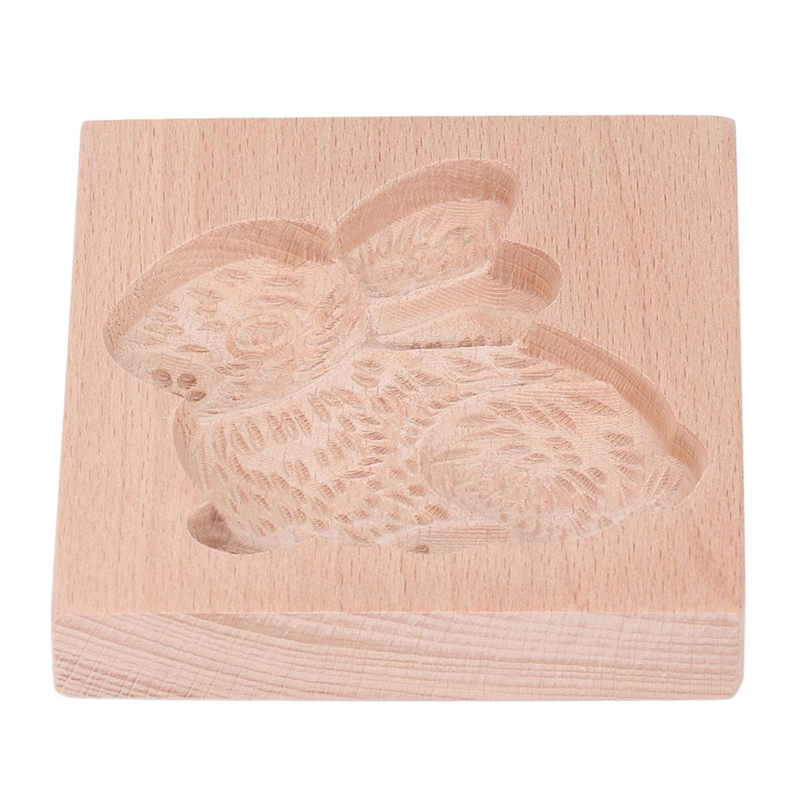 Wooden Cookie Mould Beechwood Reusable Washable Biscuit Press Stamp Mold for Kitchen Baking Rabbit - Image 3