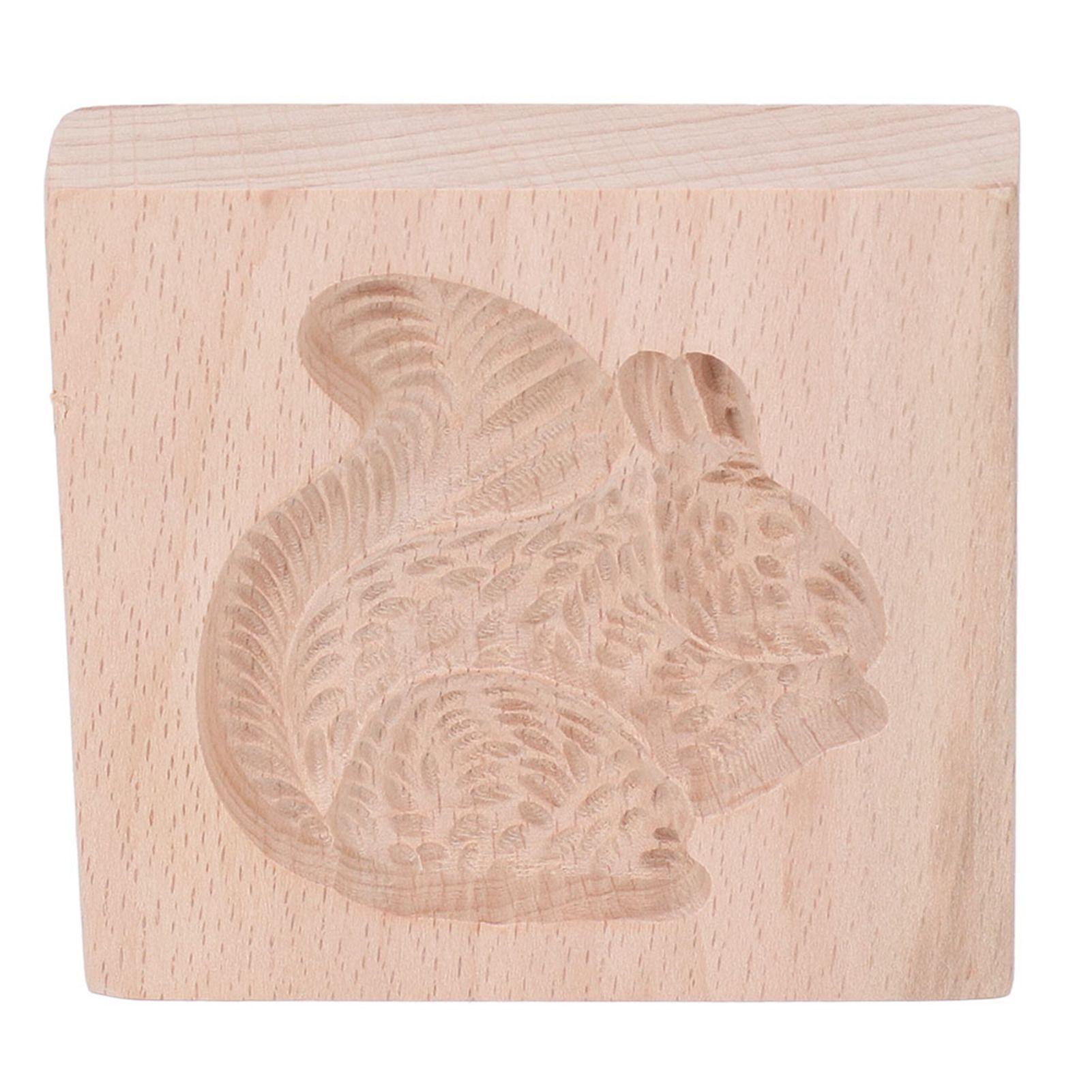 Wooden Cookie Mould Beechwood Reusable Washable Biscuit Press Stamp Mold for Kitchen Baking Squirrel - Image 1