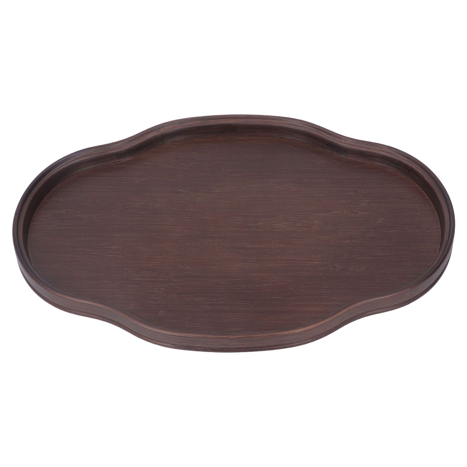 Tea Tray Walnut Color Multifunctional Textured Bamboo Coffee Table Tray for Guest Reception - Image 1