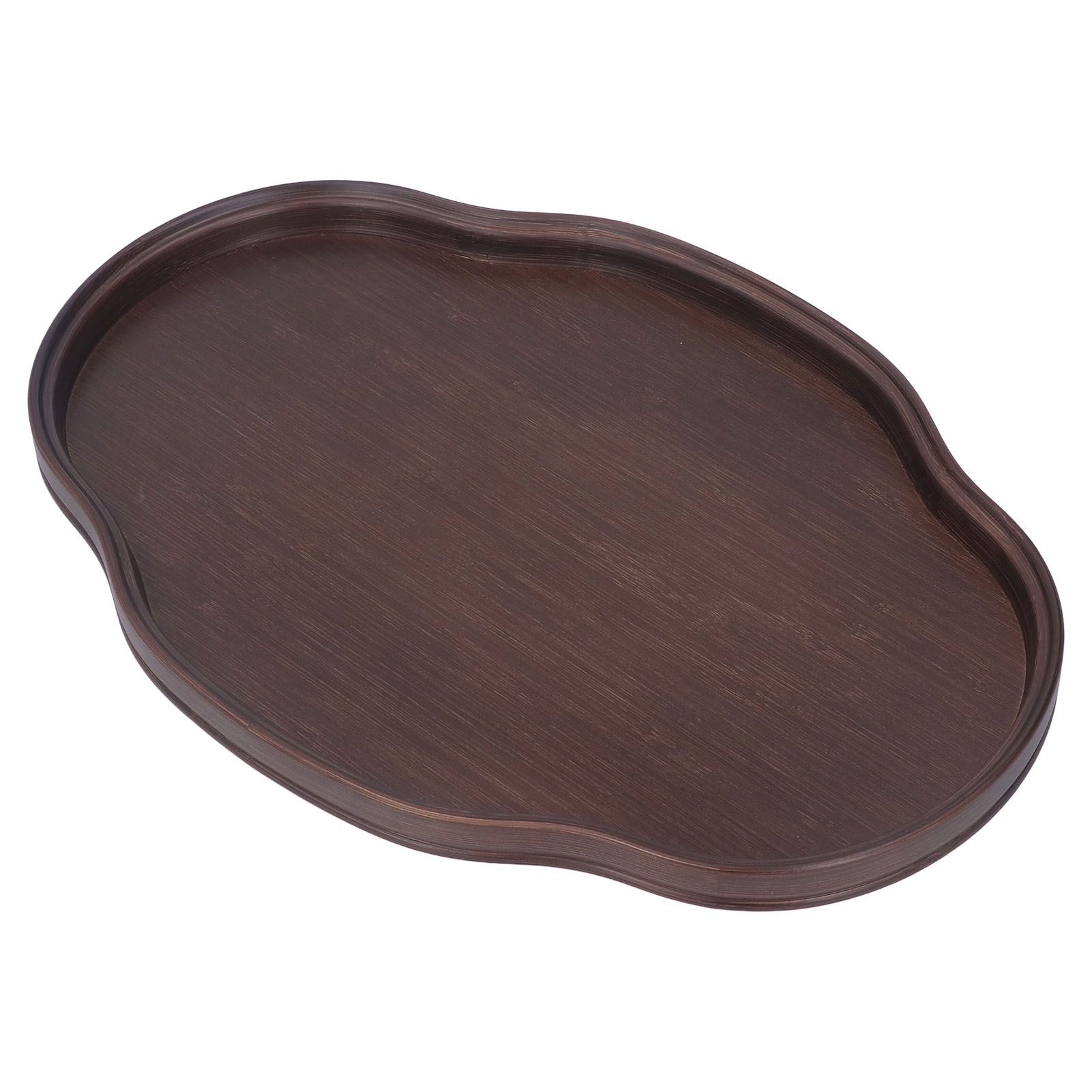 Tea Tray Walnut Color Multifunctional Textured Bamboo Coffee Table Tray for Guest Reception - Image 3