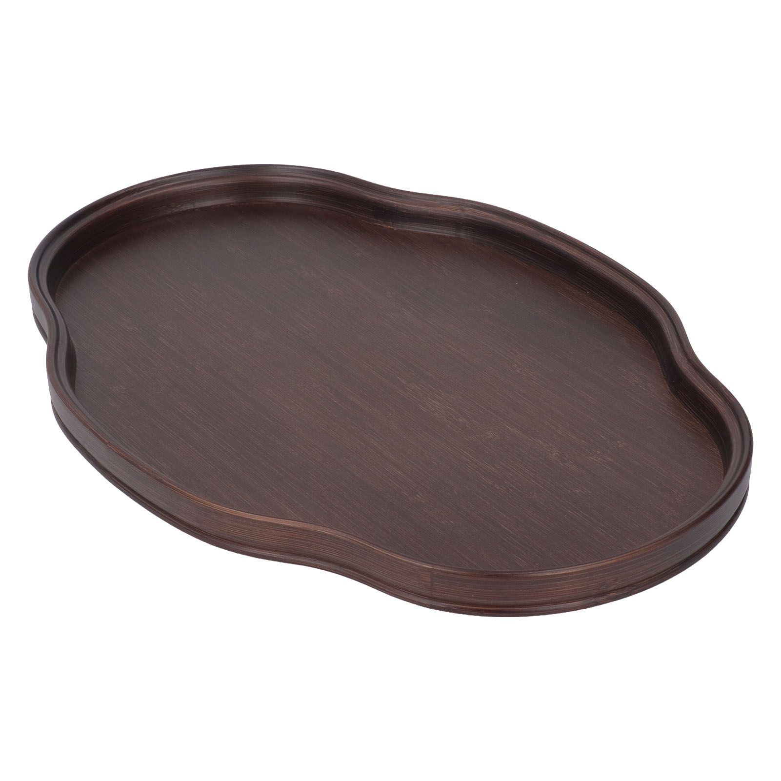 Tea Tray Walnut Color Multifunctional Textured Bamboo Coffee Table Tray for Guest Reception - Image 7