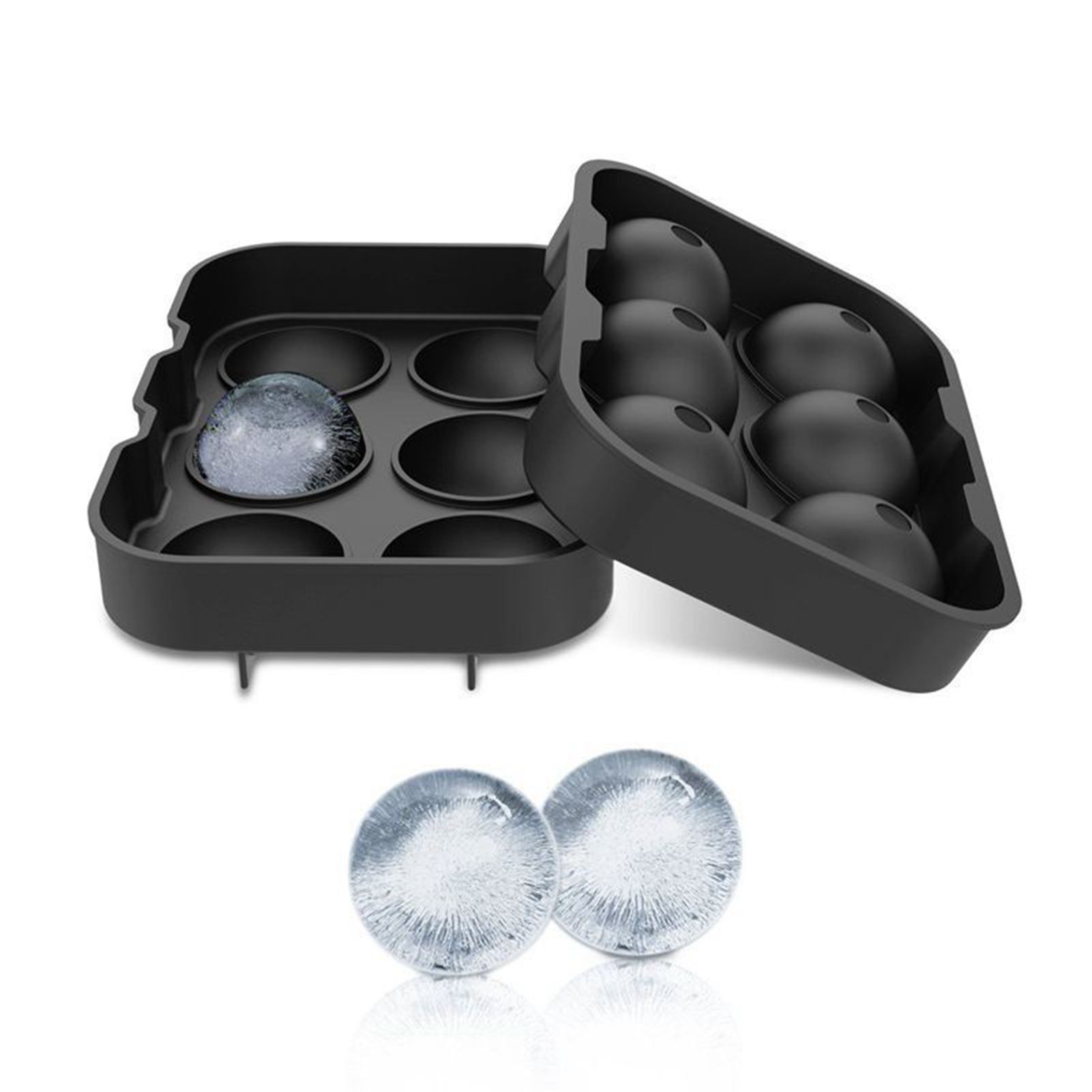 Ice Cube Tray 6 Grids Easy Release Silicone Square and Round with Lid Ice Cube Maker Mold for Freezer - Image 1