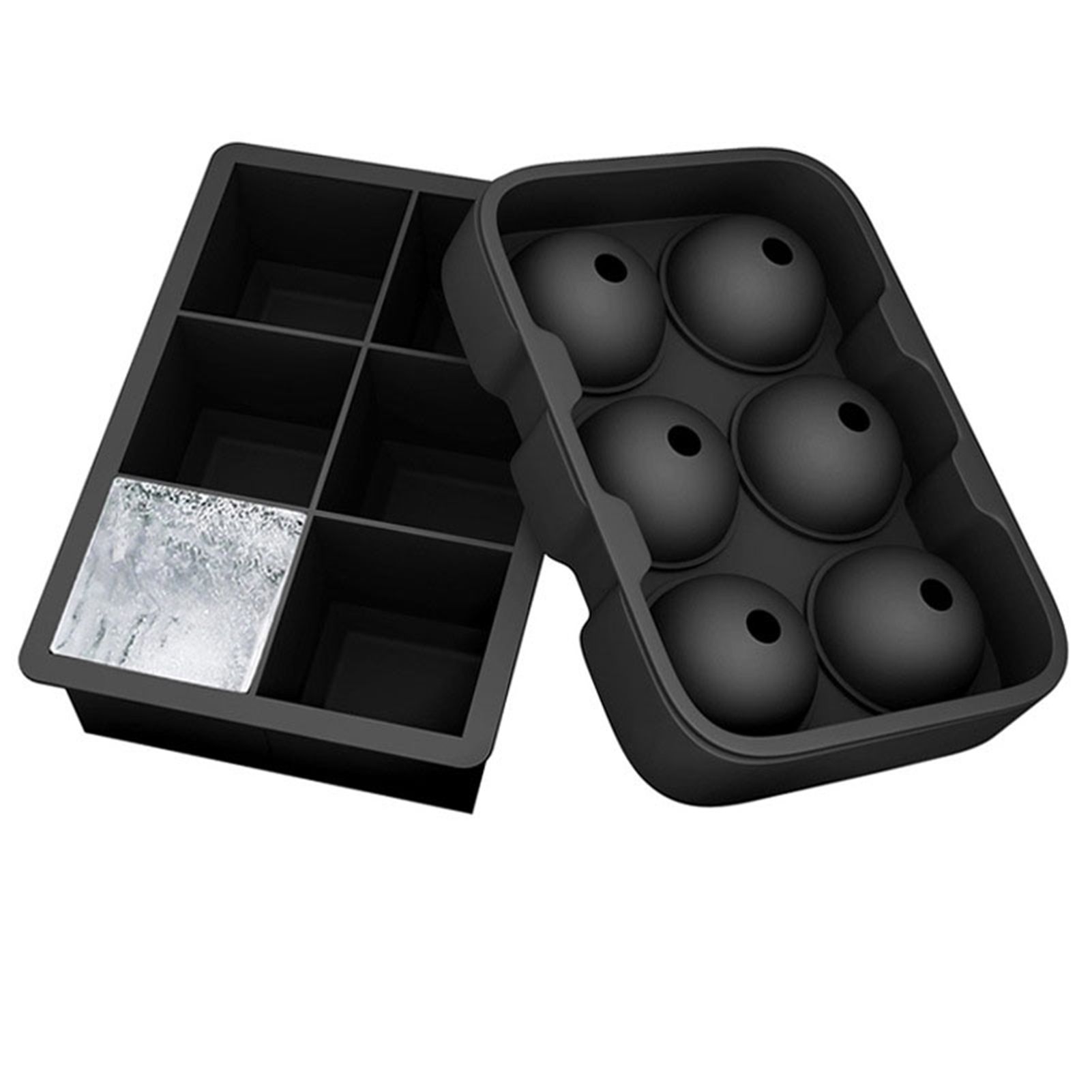 Ice Cube Tray 6 Grids Easy Release Silicone Square and Round with Lid Ice Cube Maker Mold for Freezer - Image 3