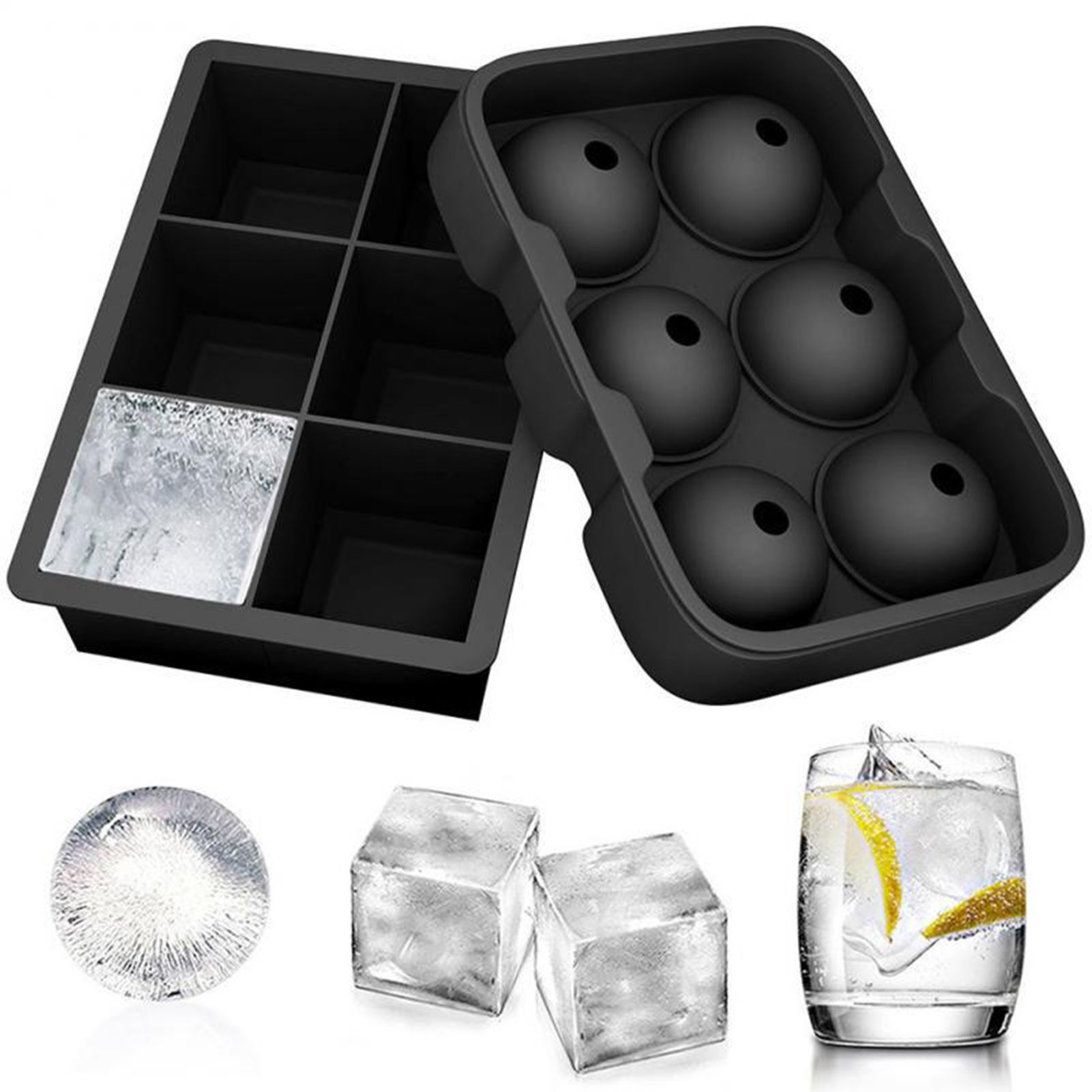Ice Cube Tray 6 Grids Easy Release Silicone Square and Round with Lid Ice Cube Maker Mold for Freezer - Image 4