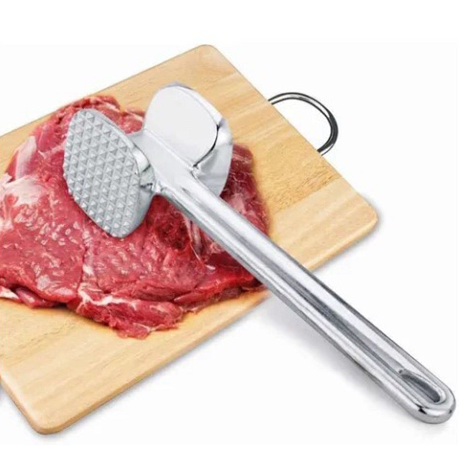 Meat Tenderizer Aluminium Alloy Round Silver Ergonomic Meat Mallet for Kitchen Steak - Image 6