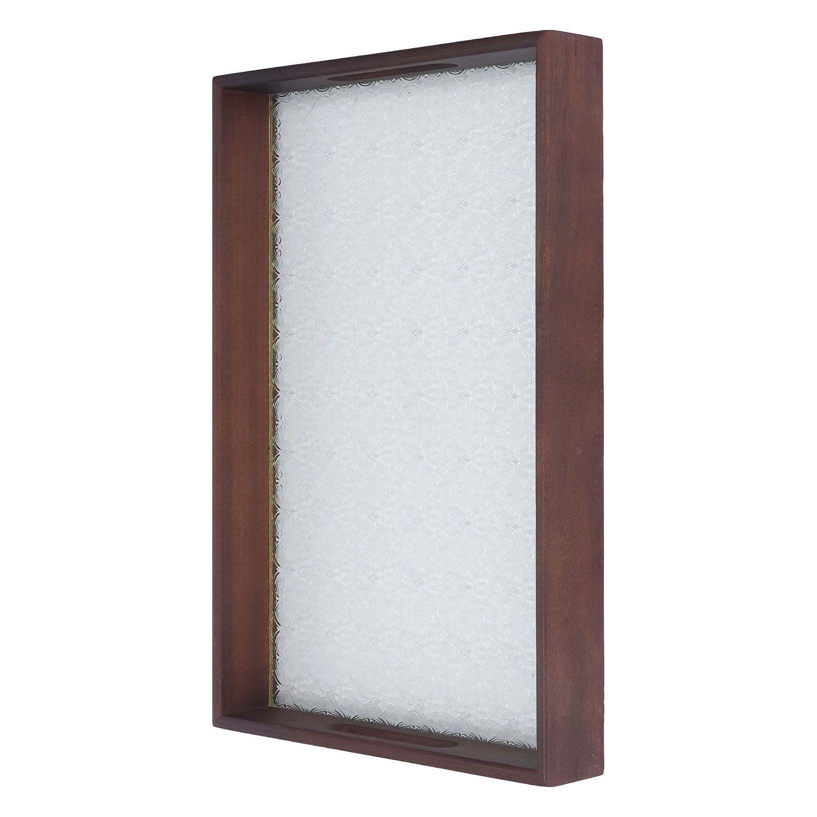 Serving Tray Walnut Wood Vintage Glass Cake Bread Breakfast Snack Plate Elegant Rectangle Tray - Image 6