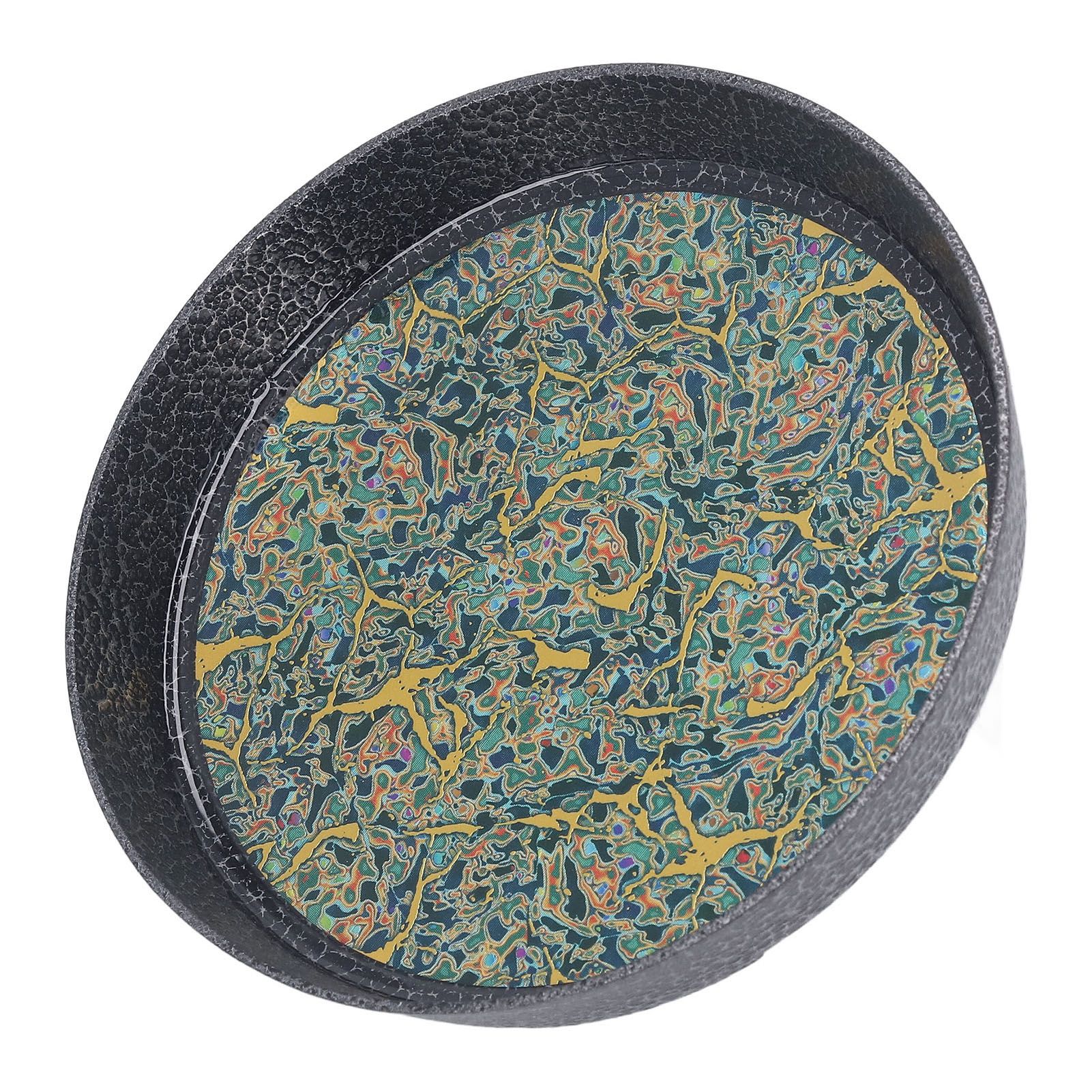 Small Tea Tray Complex Pattern Round Alloy Decorative Tea Serving Tray for Home Patio Porch Deck Green - Image 4