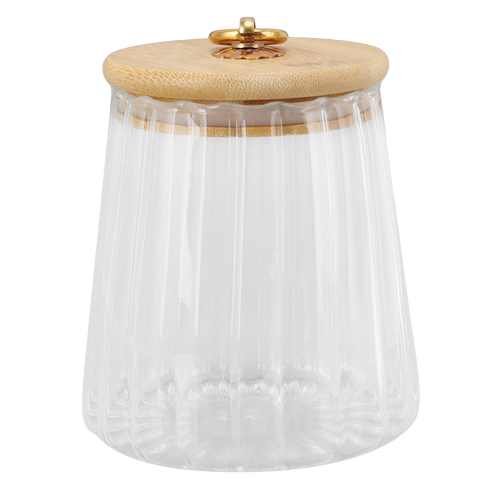 580ml Glass Tea Canister Transparent Food Storage Containers Jars with Airtight Bamboo Lid for Kitchen Counter - Image 1