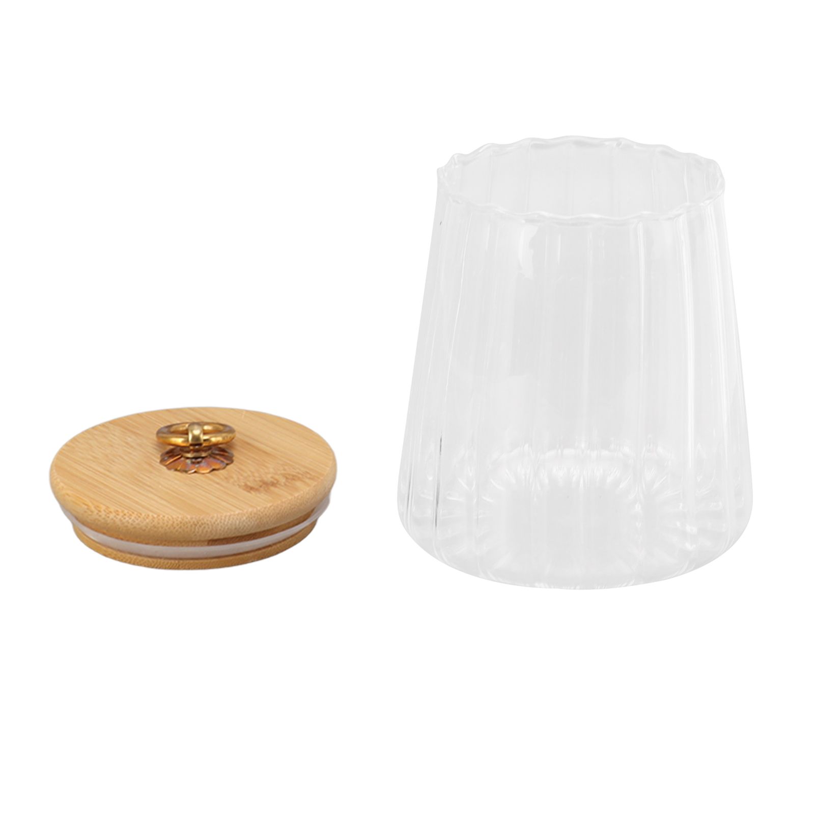 580ml Glass Tea Canister Transparent Food Storage Containers Jars with Airtight Bamboo Lid for Kitchen Counter - Image 4