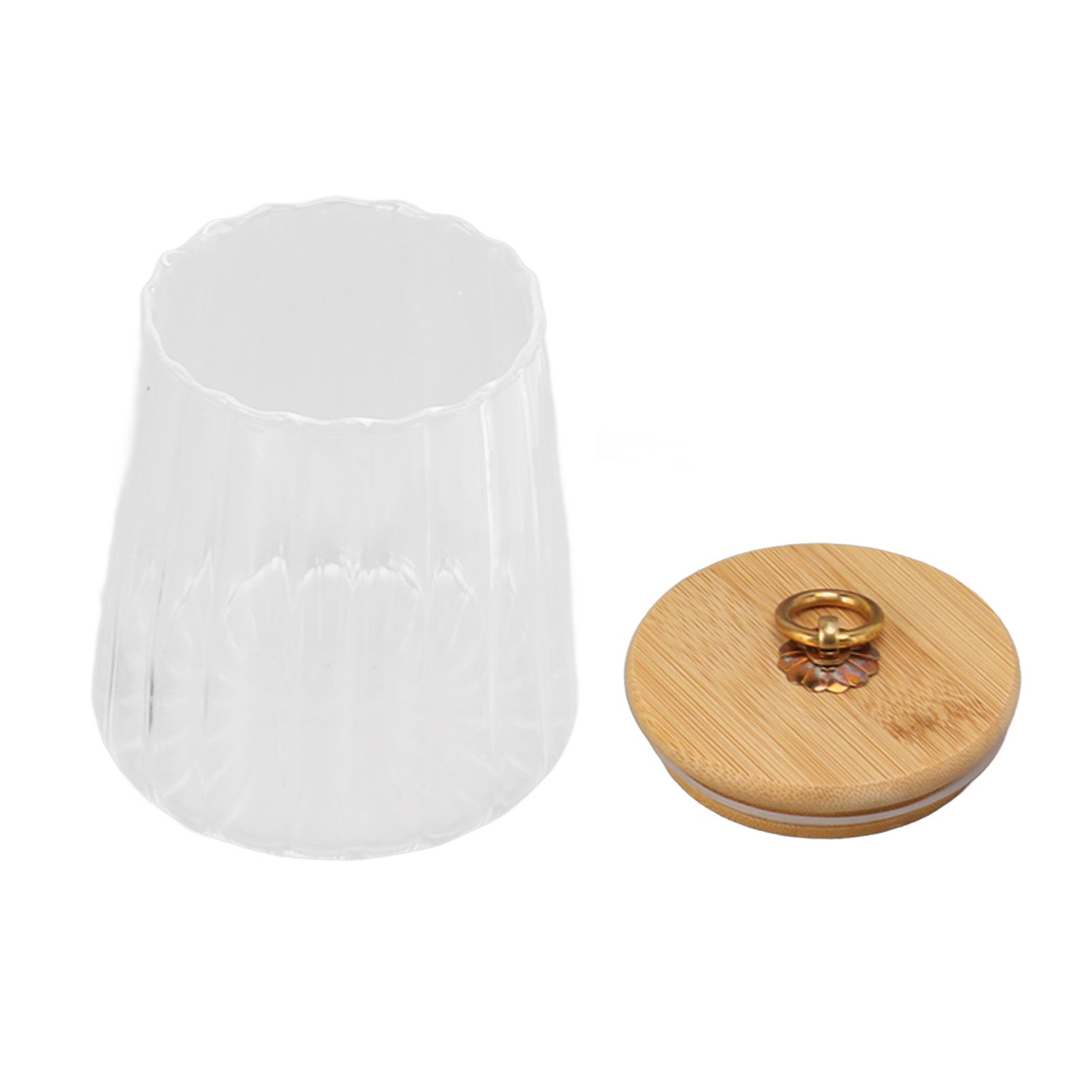 580ml Glass Tea Canister Transparent Food Storage Containers Jars with Airtight Bamboo Lid for Kitchen Counter - Image 5
