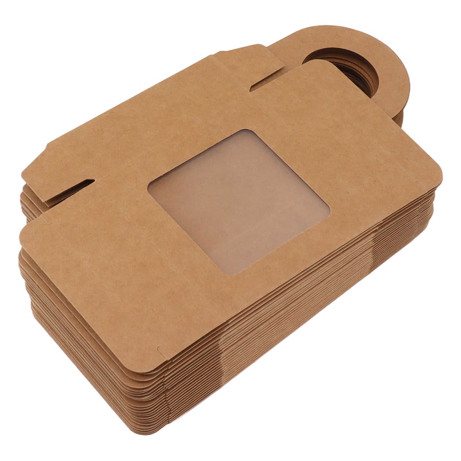 25 Count Kraft Paper Wine Bottle Box with Hanging Hook Window Foldable Kraft Gift Boxes - Image 2